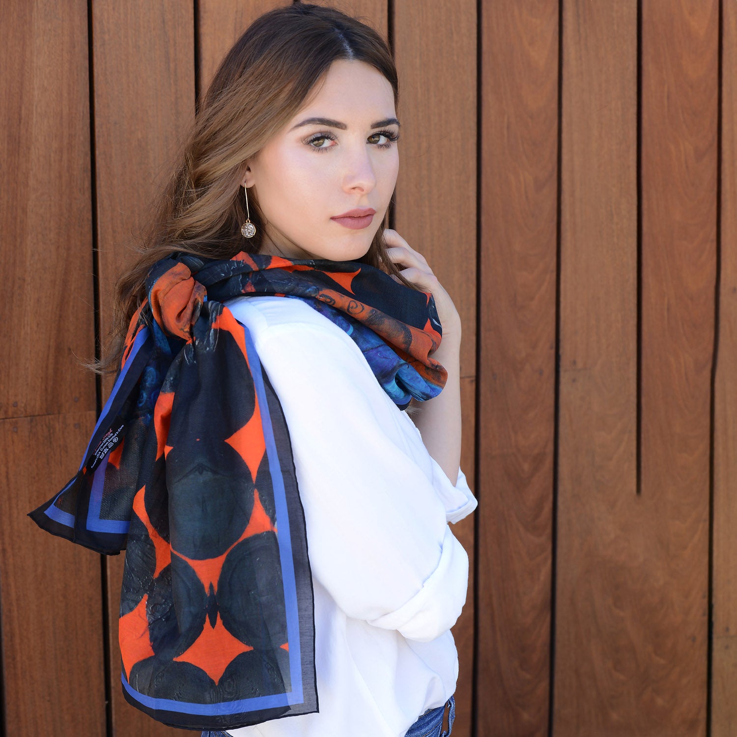 Authentic Indian Buddha Print Long Silk Cotton Scarf - Elegant Shawl for Women, Meditation, Yoga & Boho Fashion Accessory