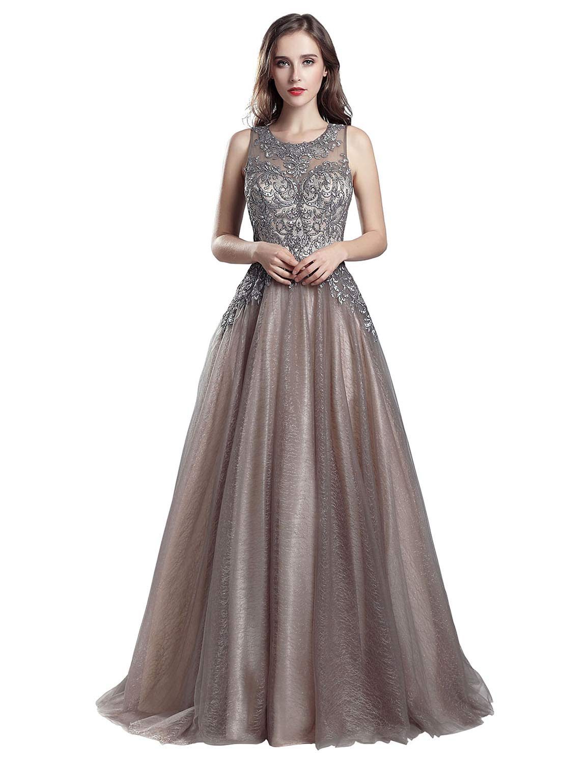 Sarahbridal Women's Long Beaded Pearl Prom Evening Dresses 2022 - Elegant Wedding Party Ball Gowns for Homecoming, Formal Events & Special Occasions