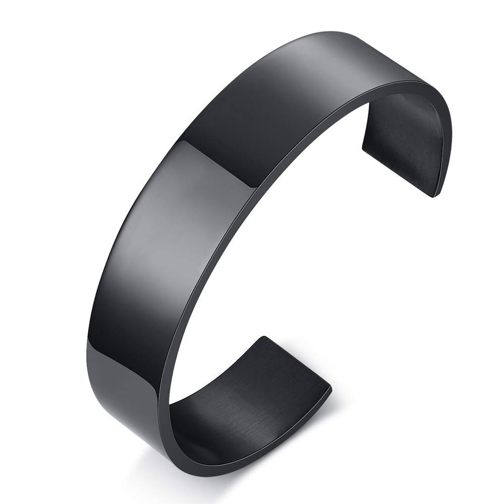 BEMI Personalized 16mm Wide Stainless Steel Cuff Bracelet for Men & Women - Engraved Bangle Birthday Gift for Him Her - Perfect for Anniversaries, Weddings & Special Occasions