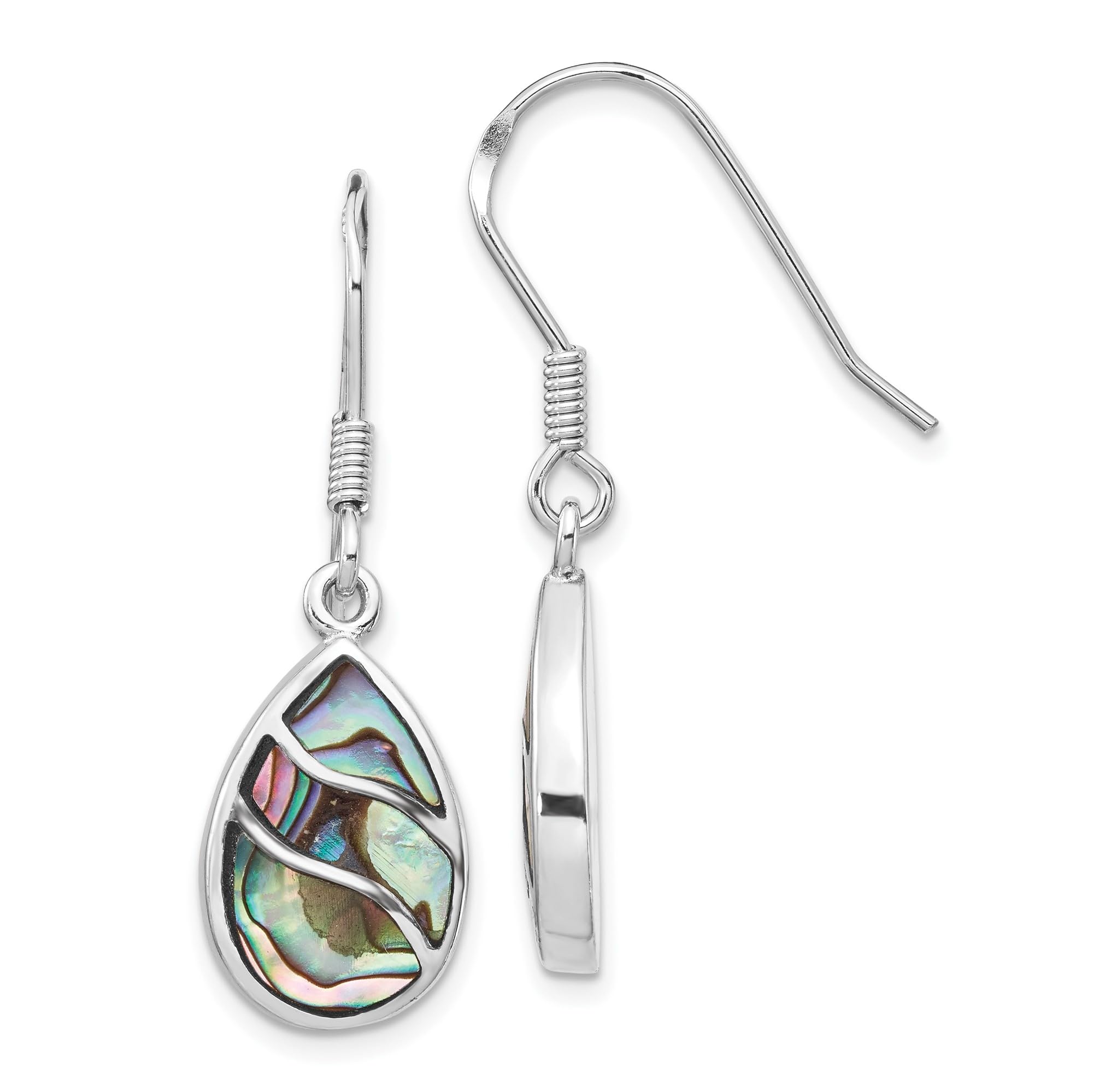 925 Sterling Silver Abalone Shell Teardrop Dangle Earrings for Women - Handmade Ocean Jewelry Gift for Birthday, Anniversary & Beach Vacation