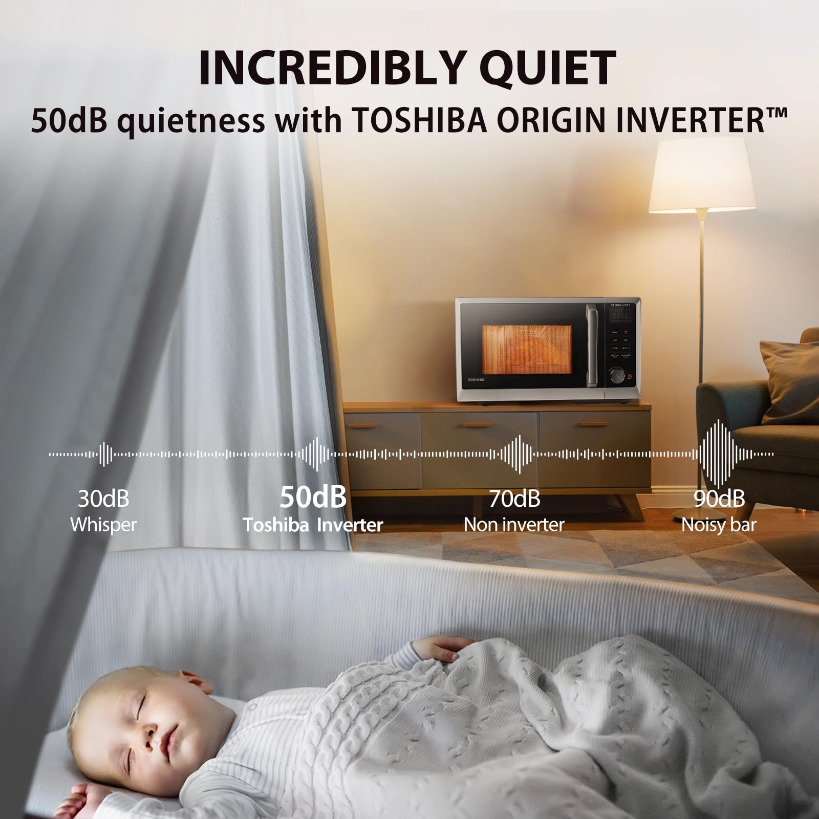 TOSHIBA 6-in-1 Countertop Microwave Oven with Air Fryer, Convection, Broil & Defrost | MASTER Series Stainless Steel | 27 Auto Menus & Sound On/Off | Perfect for Small Kitchens, Dorms & Healthy Cooking