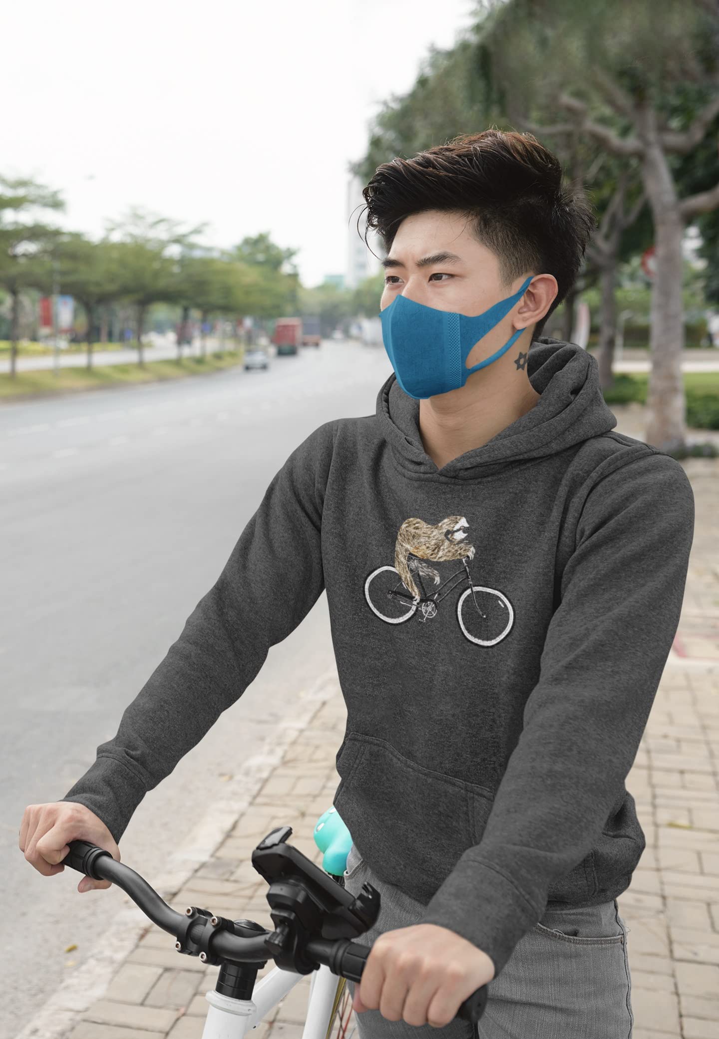 Men's Bicycle Sloth Graphic Hoodie - Cozy Pullover Sweatshirt for Casual Wear, Cycling & Outdoor Activities