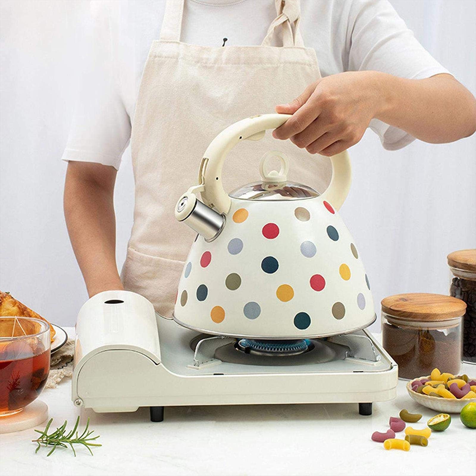 Stainless Steel Whistling Tea Kettle - 3L Induction & Gas Stove Compatible with Anti-Scald Handle - Perfect for Home, Office & Camping Use