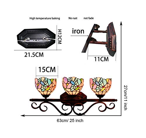 Tiffany Style Bathroom Vanity Light - Stained Glass Makeup Mirror Lighting for Dressing Room