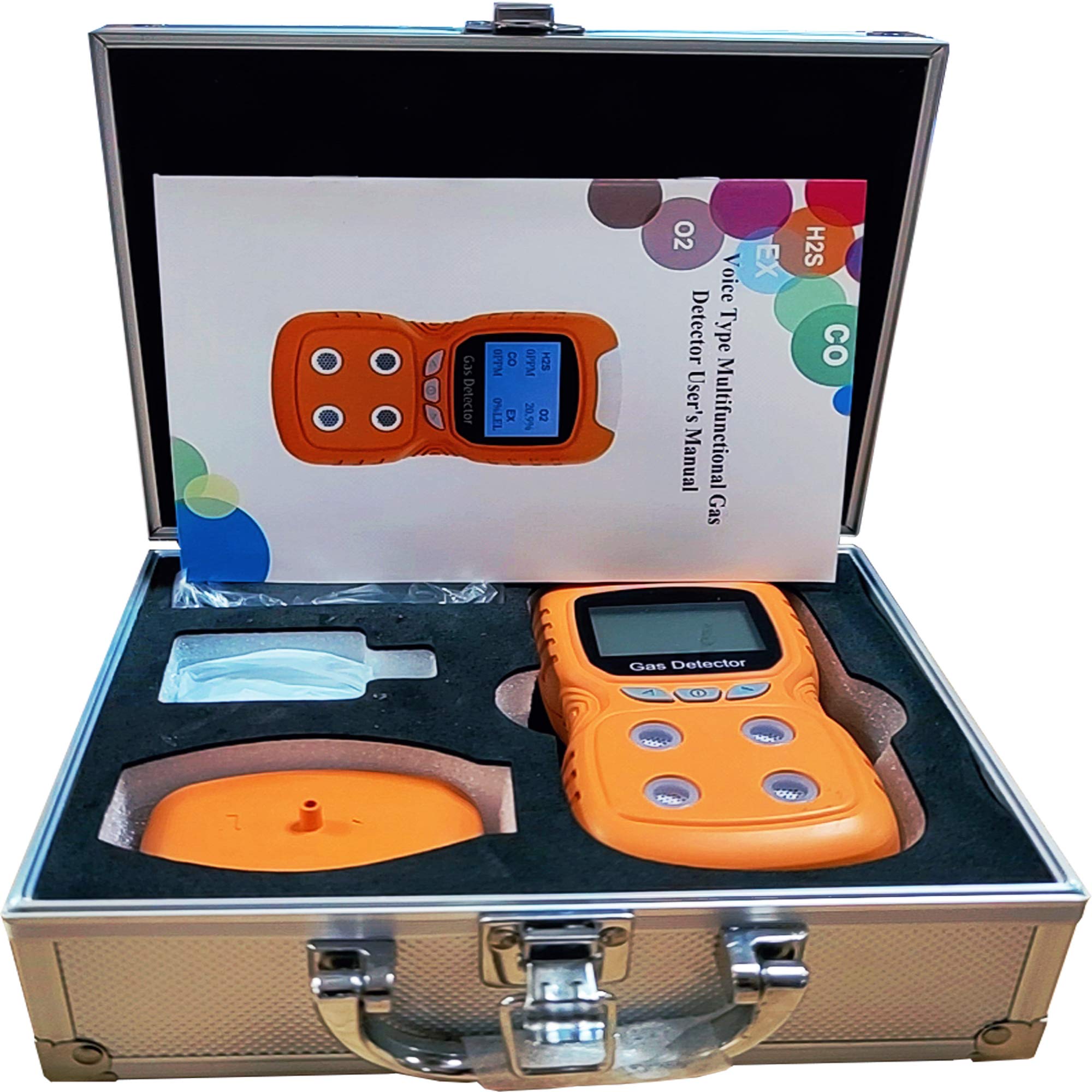Portable 4-in-1 Combustible Gas Leak Detector - Rechargeable Natural Gas Tester with O2, CO, H2S & LEL Sensors - LCD Display Gas Analyzer for Home Safety & Industrial Use