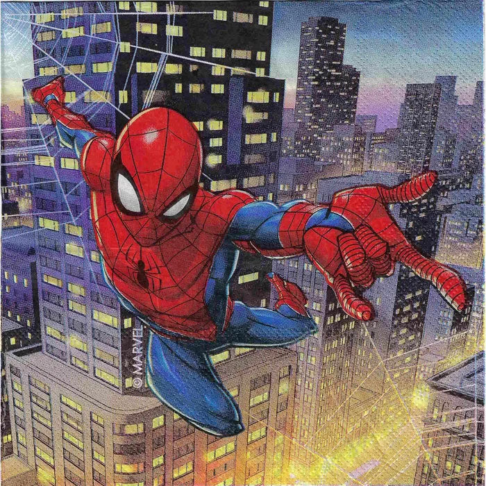 Spider-Man Themed Paper Napkins for Lunch - 20 Pack | Superhero Party Supplies, Kids Birthday Decorations, Comic Book Themed Events