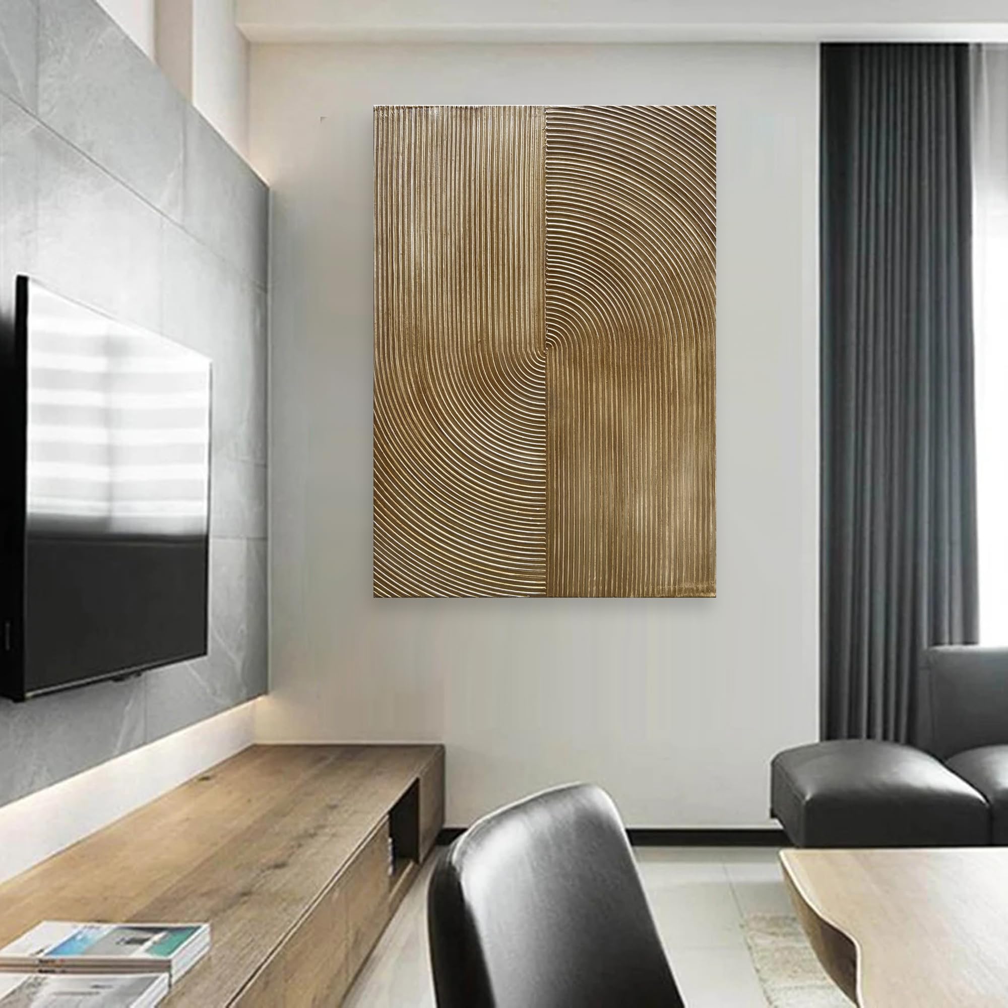 NANKAI 40x28 Inch Contemporary Minimalist Gold Texture Abstract Oil Painting - Modern Wall Art for Home, Office & Living Room Decor
