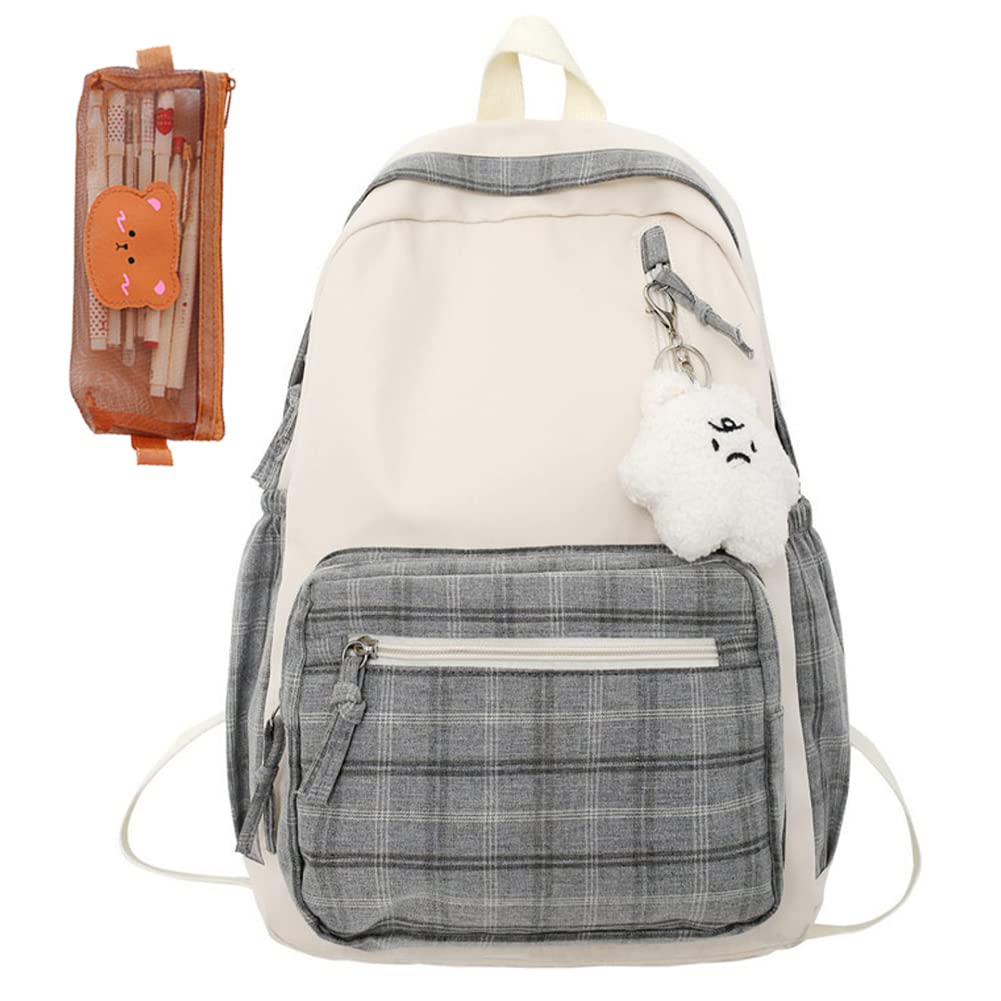 Stylish Kawaii Sage Green Backpack for School - Cute Preppy Aesthetic Daypack (Grey) | Perfect for College, Work & Travel Accessories