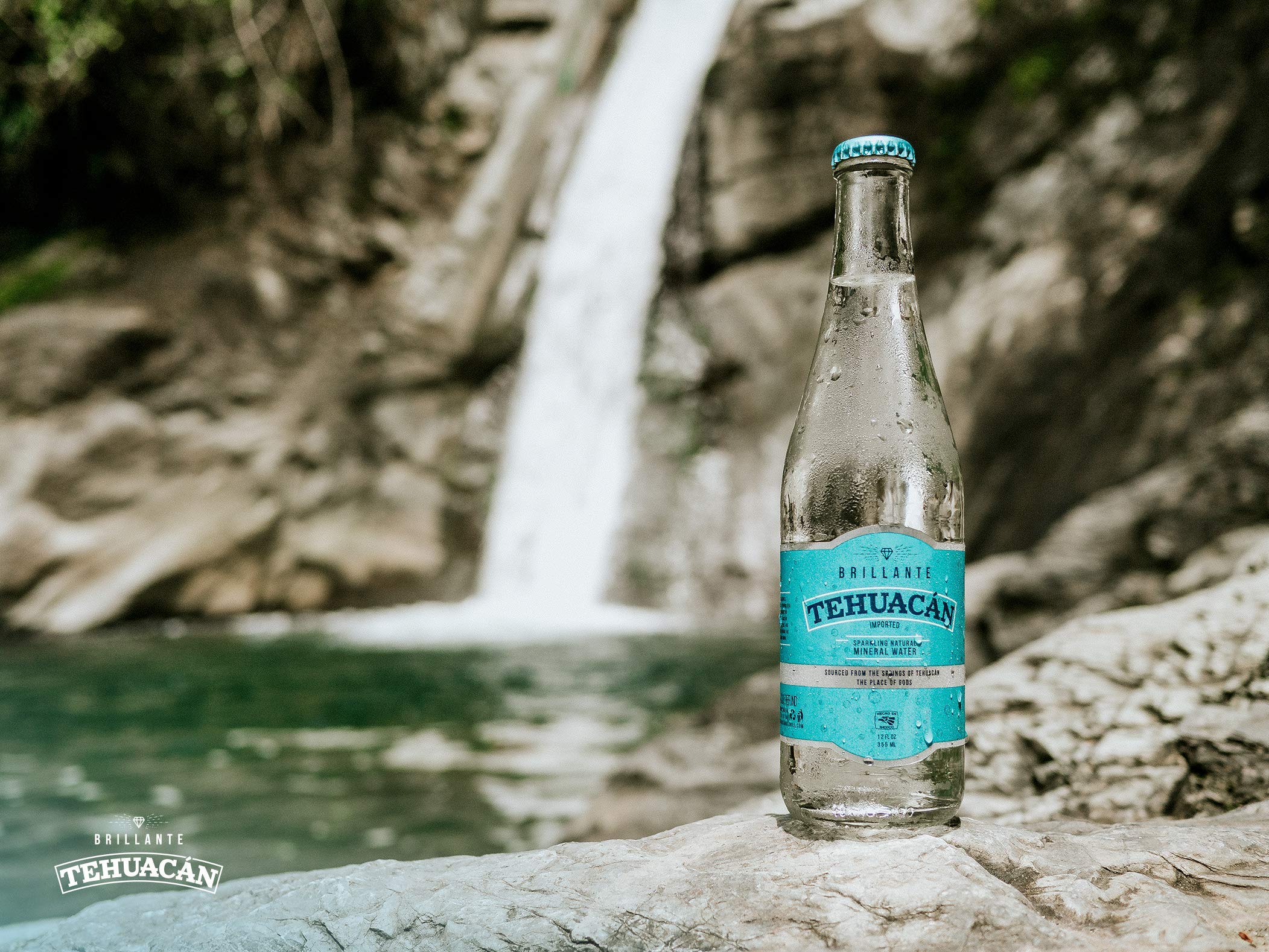 Tehuacán Brillante Sparkling Mineral Water – Naturally Carbonated by Volcanic Rock | Zero Calories, No Sugar, Unflavored | Perfect for Cocktails, Mocktails & Healthy Hydration (12 Pack, 12oz Bottles)