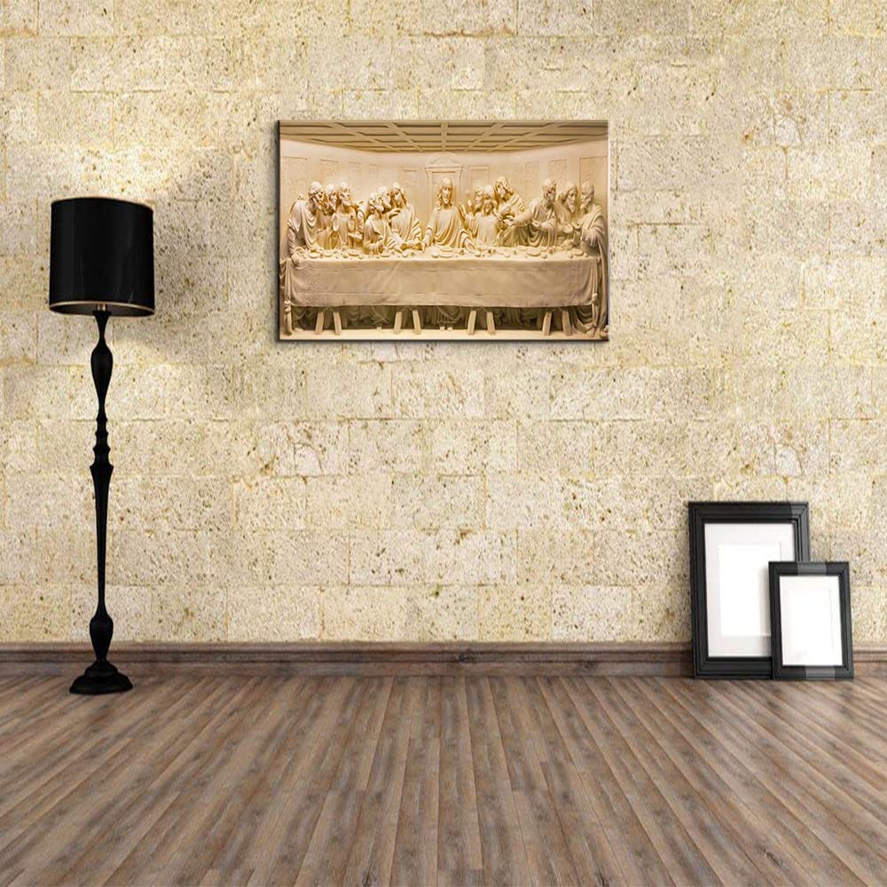 The Last Supper Canvas Wall Art - Jesus Christ Painting by Da Vinci - Christian Religious Wall Decor for Home & Church - Perfect for Dining Room, Kitchen, Living Room & Office Decor (28''H x 40''W)