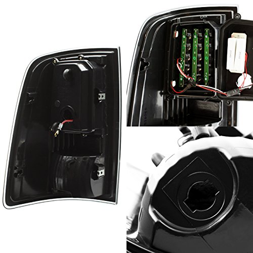AKKON Smoked Halo Projector Headlights & LED Tail Lights Set for 2009-2018 Dodge Ram 1500/2500/3500 - Upgrade Your Truck's Style & Night Visibility for Off-Roading & Daily Driving