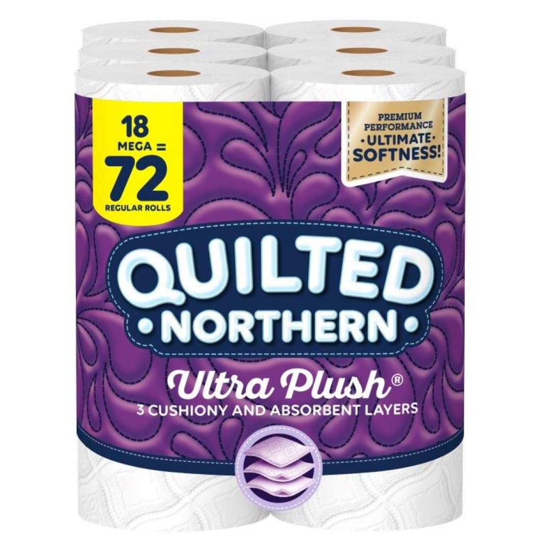 Ultra Soft & Strong Toilet Paper 18 Mega Rolls (72 Regular Rolls) - Septic Safe, 3-Ply Bath Tissue for Home & Office Use | Bulk Pack of 1 Box