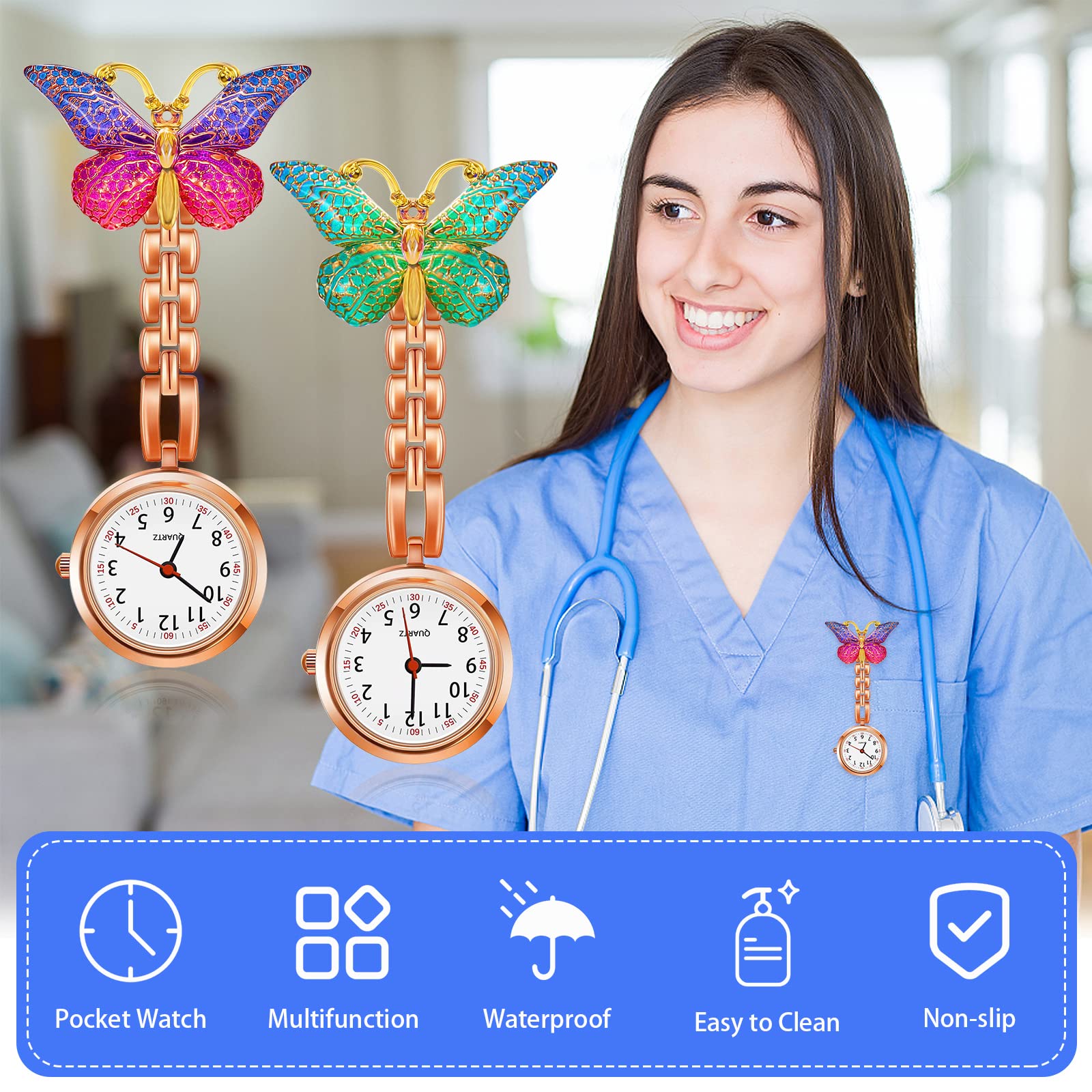 Xinjieda Nurse Fob Watch - Quartz Pocket Watch with Brooch Clip for Medical Professionals | Digital Nurse Watch for Shift Work & Patient Care | Perfect for Nurses, Doctors & Healthcare Workers
