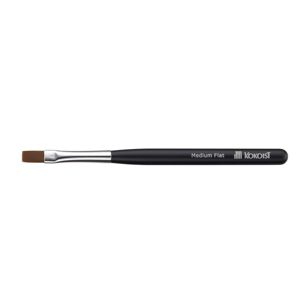 Kokoist Professional Medium Flat Nail Art Brush for Gel Polish - Perfect for Salon, Home Manicures & Nail Art Designs