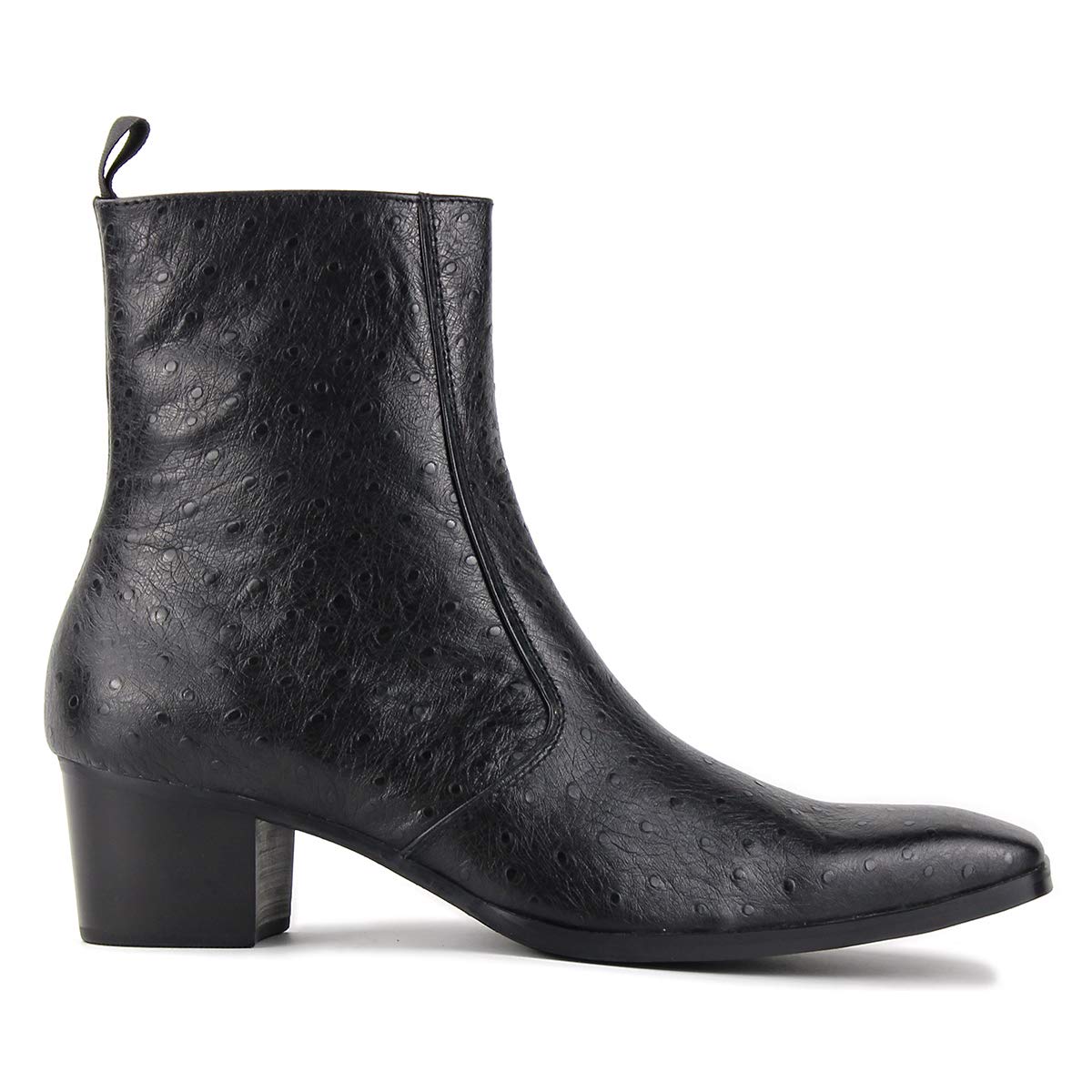 OSSTONE Men's Chelsea Ankle Boots - Genuine Leather Ostrich Print Western Cowboy Boots with Side Zipper, Dress Boots for Men JY014 | Perfect for Casual Wear, Western Style Outfits & Night Out