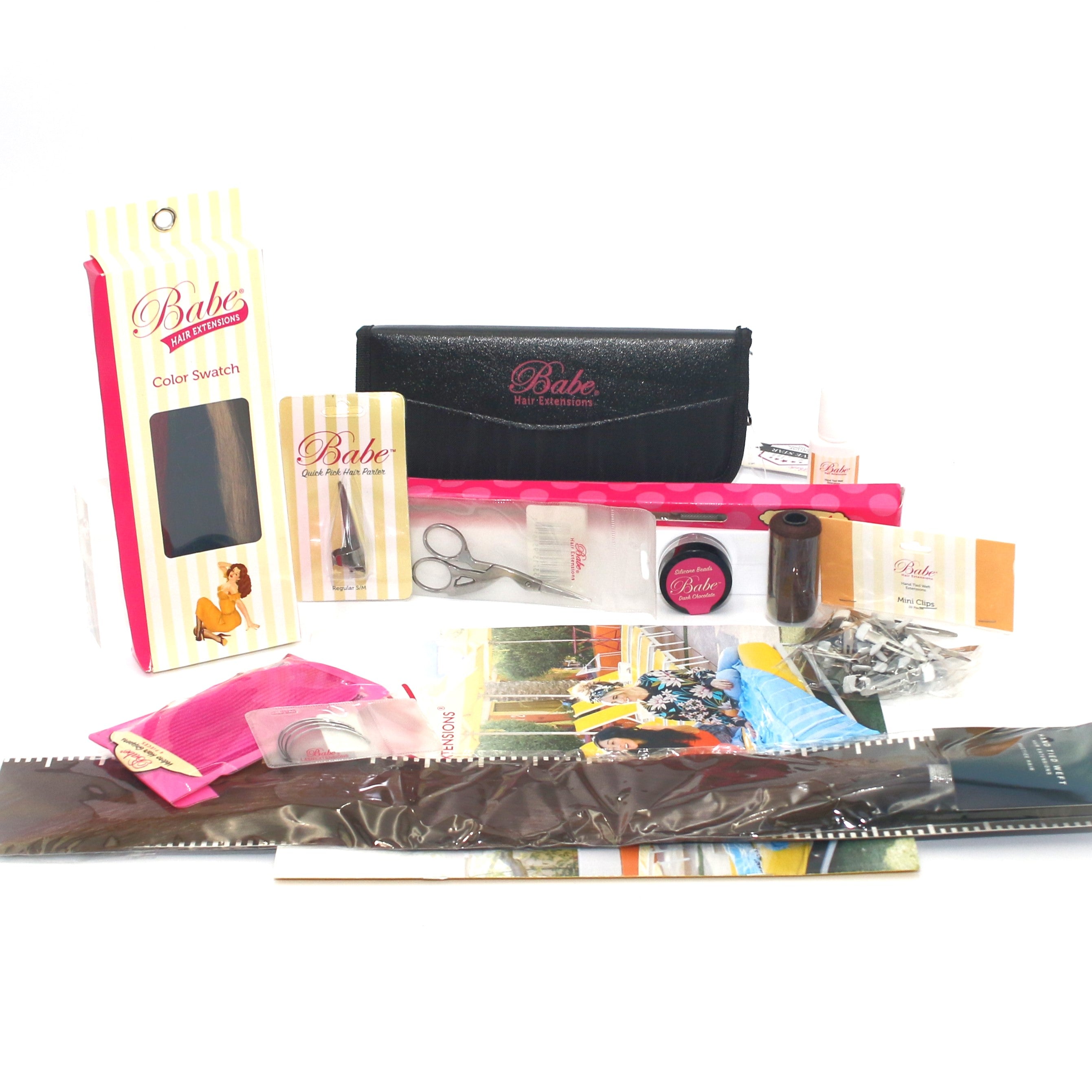 Babe Hair Extensions Hand-Tied Weft Starter Kit for Women - Clip-In Human Hair Extensions for Volume & Length (18
