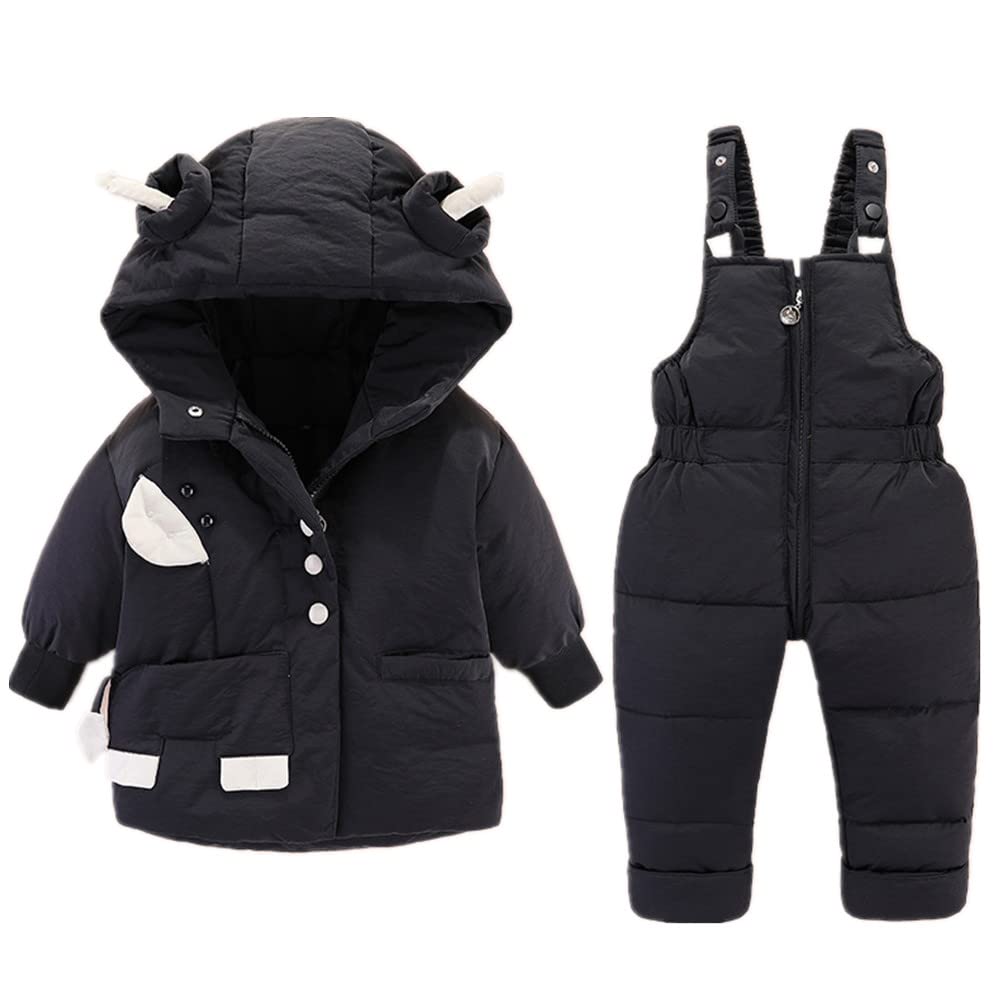 Cylele Winter Kids Snowsuit Set - 2-Piece Warm Duck Down Jacket & Jumpsuit for Baby Boys & Girls | Outdoor Snow Play, Cold Weather Protection