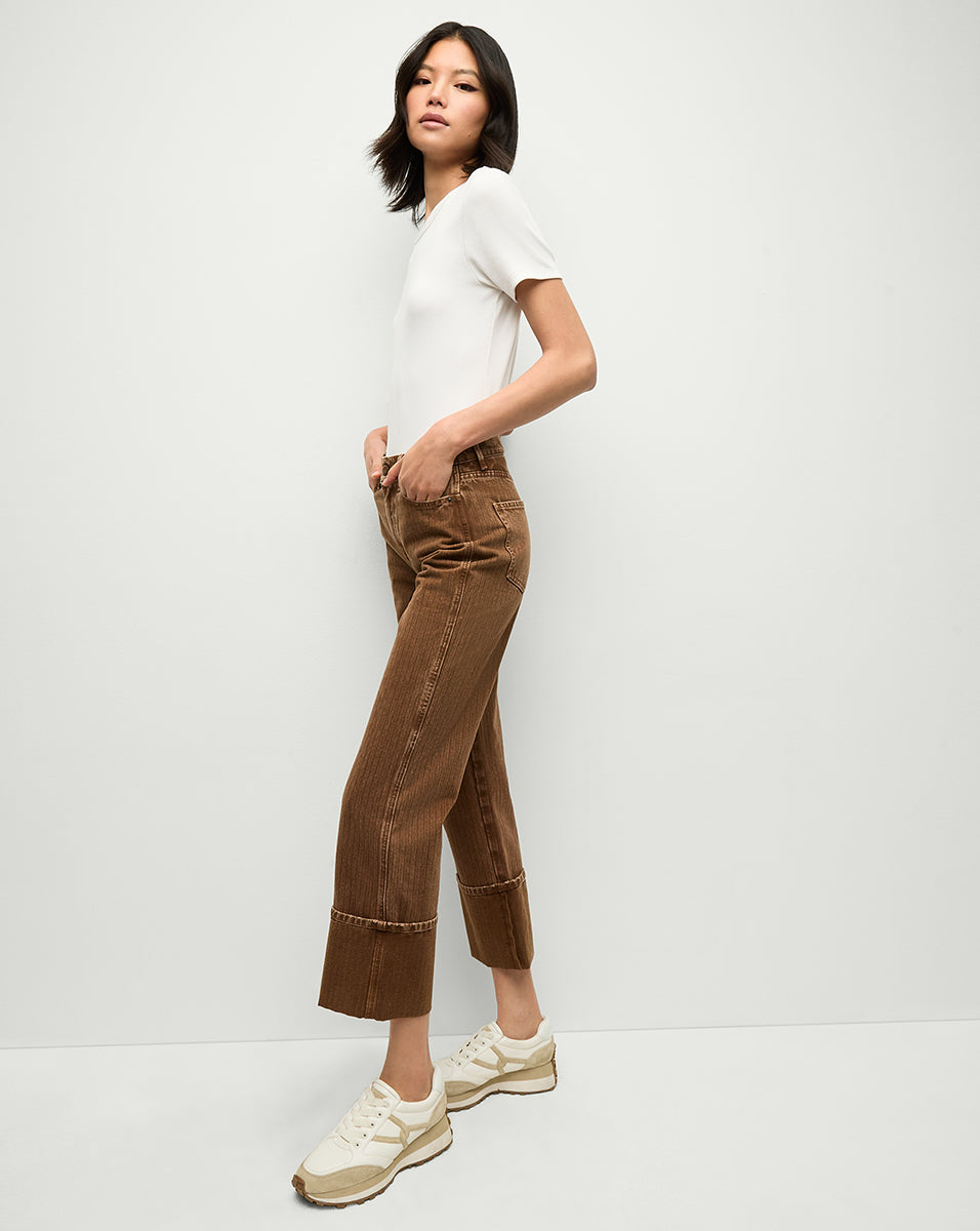 Dylan Cuffed Straight Leg Pants for Women - Comfortable High Waist Trousers | Office Wear, Casual Outfits & Everyday Fashion