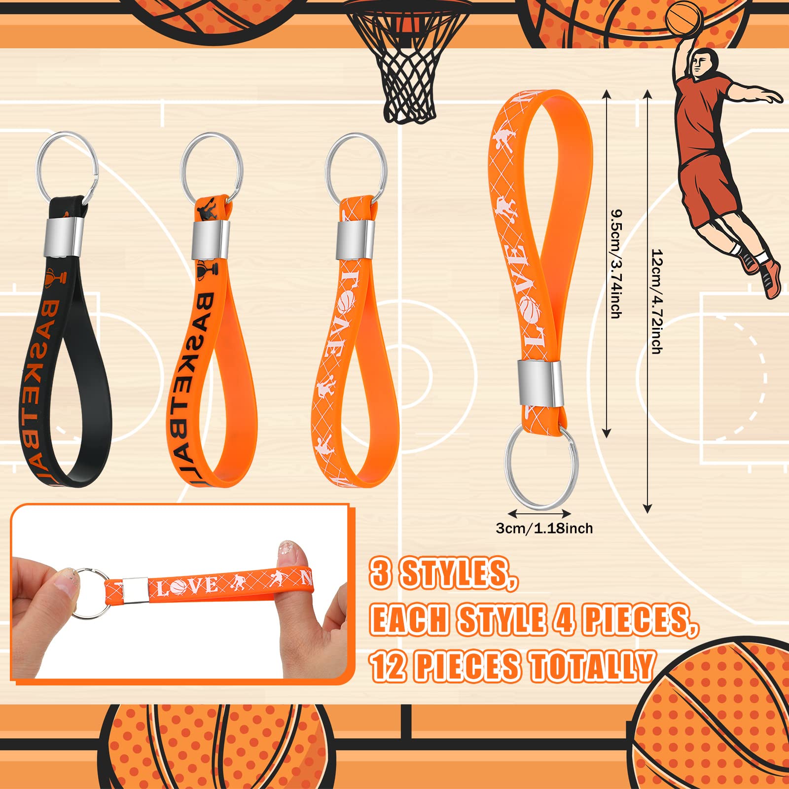 86 Pcs Basketball Party Supplies Set - Bulk Birthday Favors, Decorations, Silicone Bracelets, Keychains, Button Badges & Stickers for Sports Themed Parties, Team Events & Fan Gifts