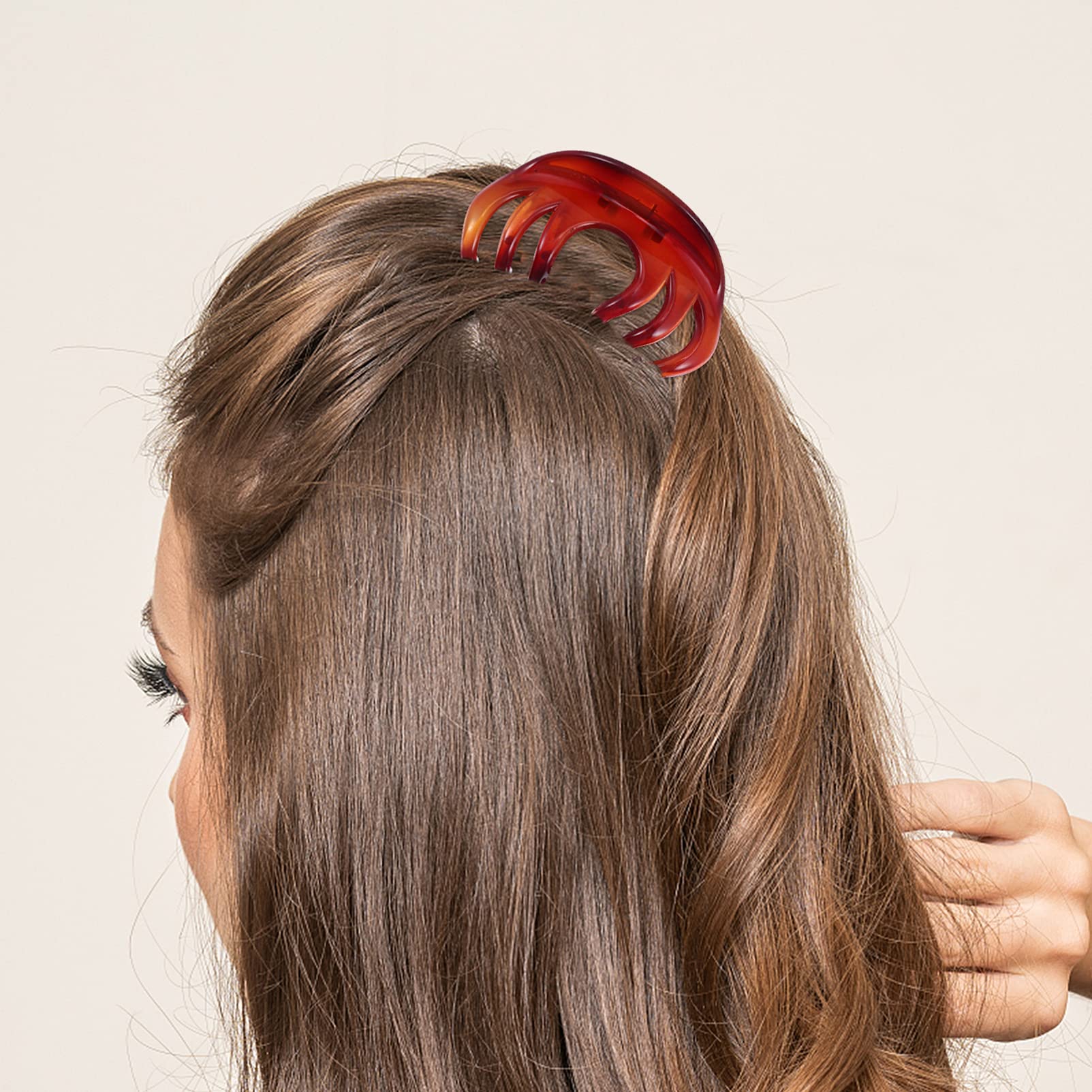 Beaupretty 2 Pack Octopus Hair Clips for Women - No Slip Grip Large Hair Claw Clamps, Delicate Acrylic Hair Jaw Clips in Coffee Color - Perfect for Thick Hair, Updos, Ponytails and Everyday Styling