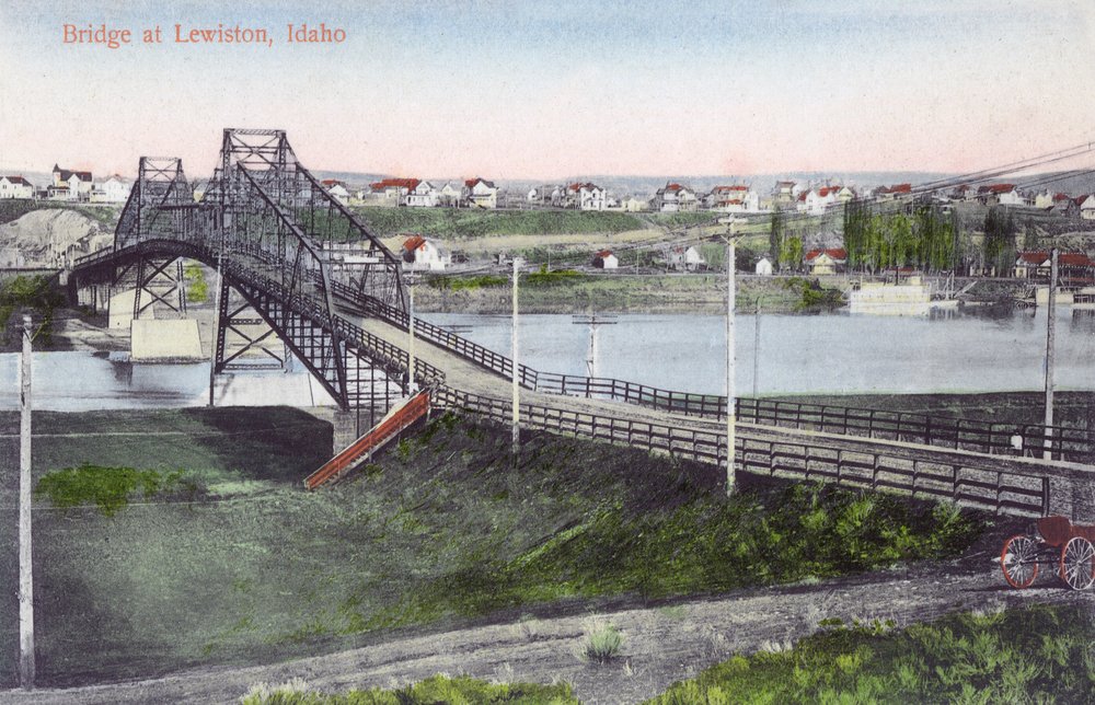 Lewiston Idaho Aerial View Bridge 12952 - 24x36 Signed Art Print, Wall Decor Poster for Living Room, Office & Home Decor