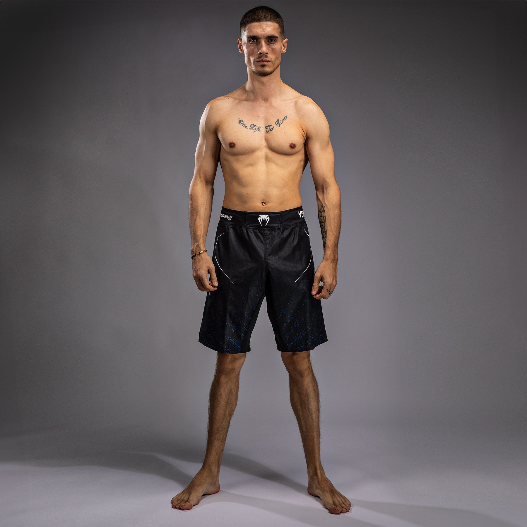 Venum x TEKKEN 8 Jin Kazama MMA Fight Shorts - Blue, Black & White - Premium Training & Competition Gear for MMA, Muay Thai & Combat Sports