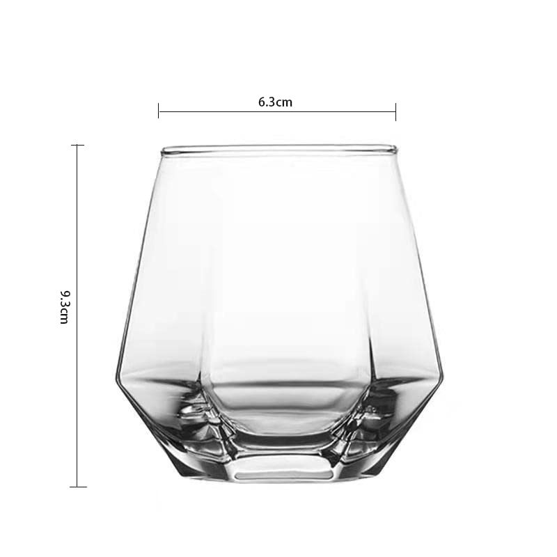 Premium NAVACALA Diamond Whiskey Glasses Set of 4 - 300ml Tilted Scotch Glasses for Bourbon, Rum & Cocktails - Crystal Clear Bar Tumbler for Juice, Water & Whisky - Perfect for Home Bars, Gifts & Entertaining