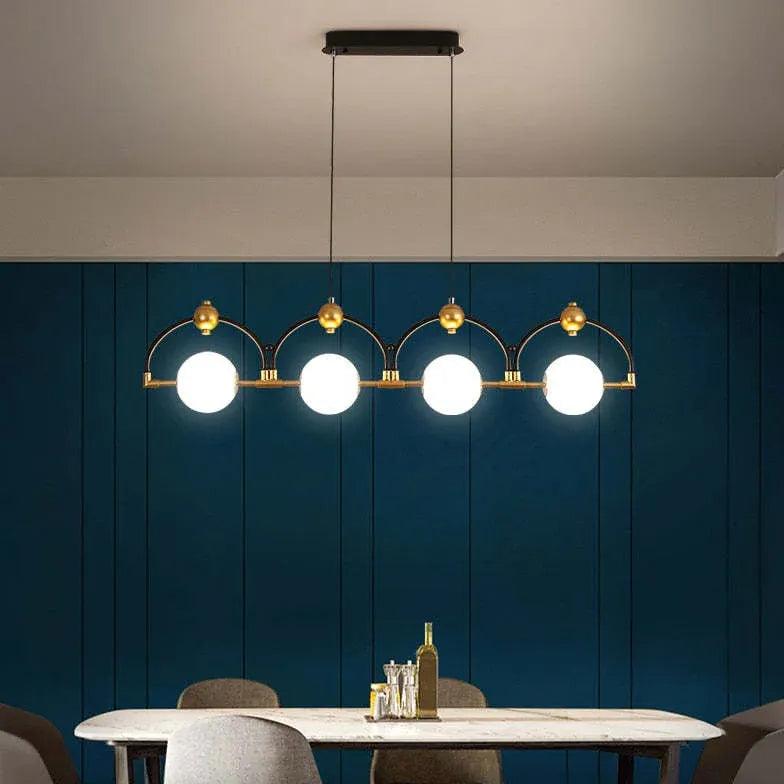 Modern 4-Light Linear Pendant Lighting Fixture for Kitchen Island, Dining Room & Bar Counter - Adjustable Hanging Chandelier with Clear Glass Shades