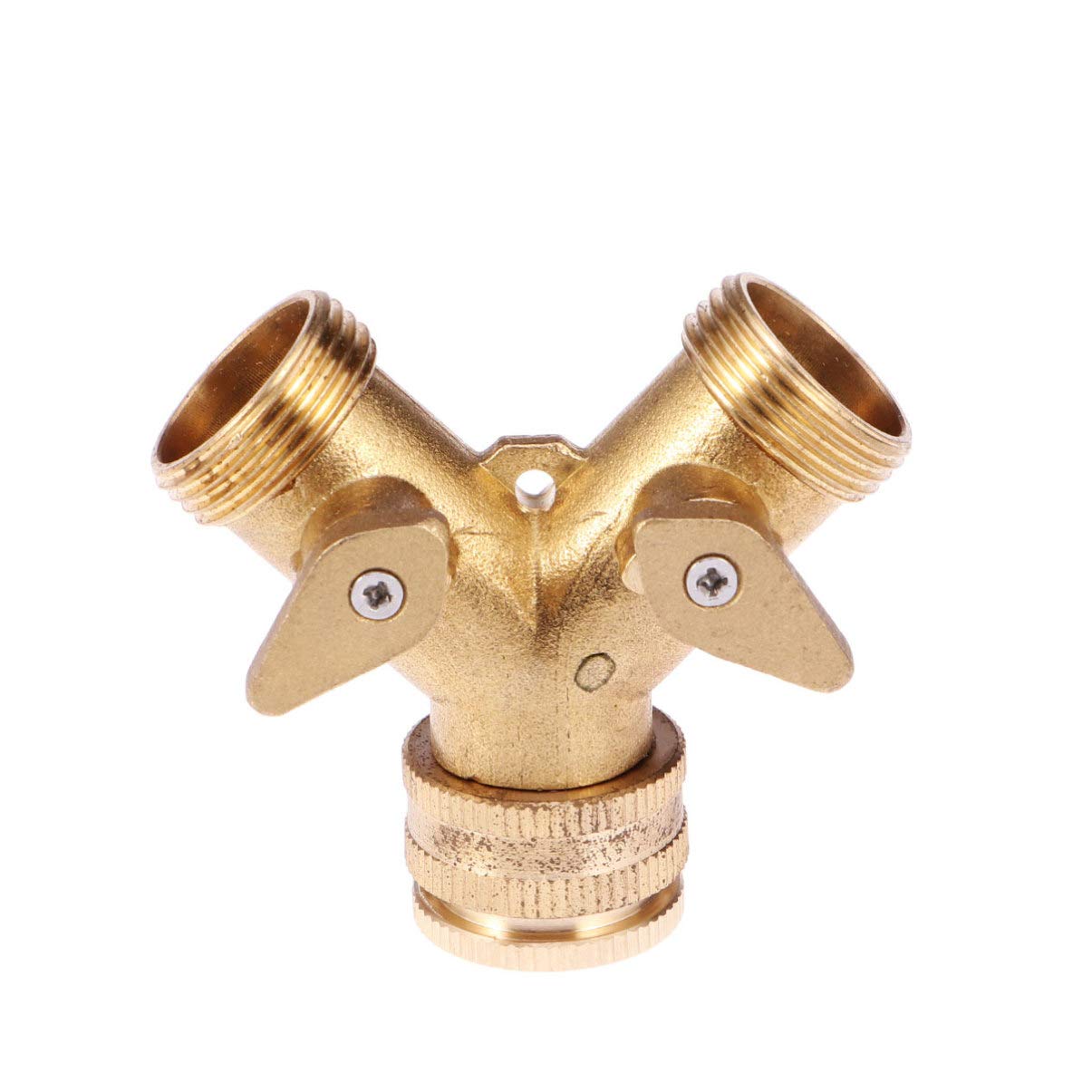 2-Way Brass Garden Hose Splitter - Y-Type for Irrigation & Park Use