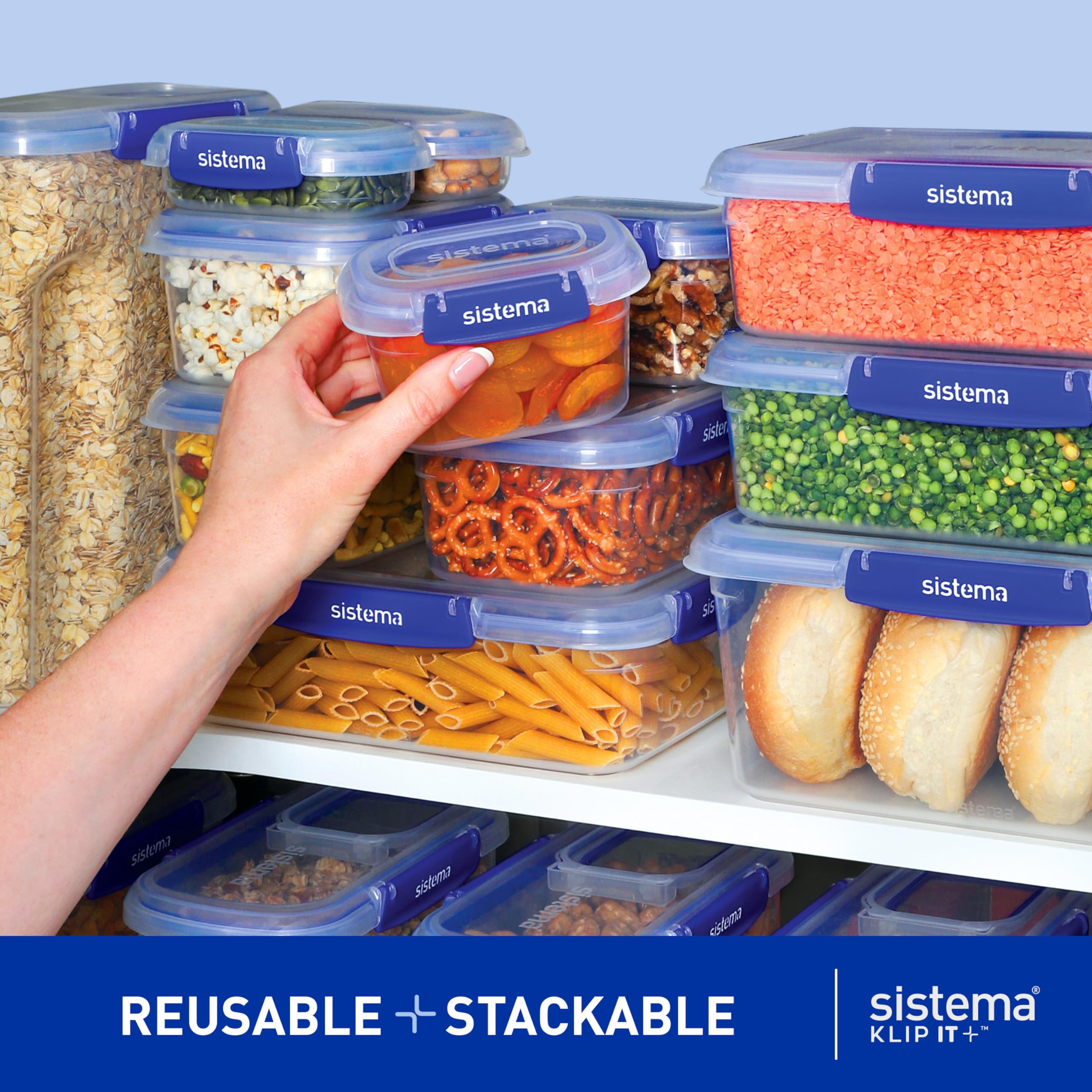 Sistema KLIP IT 7.5L Airtight Food Storage Container - BPA-Free Plastic Kitchen Organizer for Dry Food, Cereal, Snacks | Perfect for Pantry, Fridge & Meal Prep (Blue)
