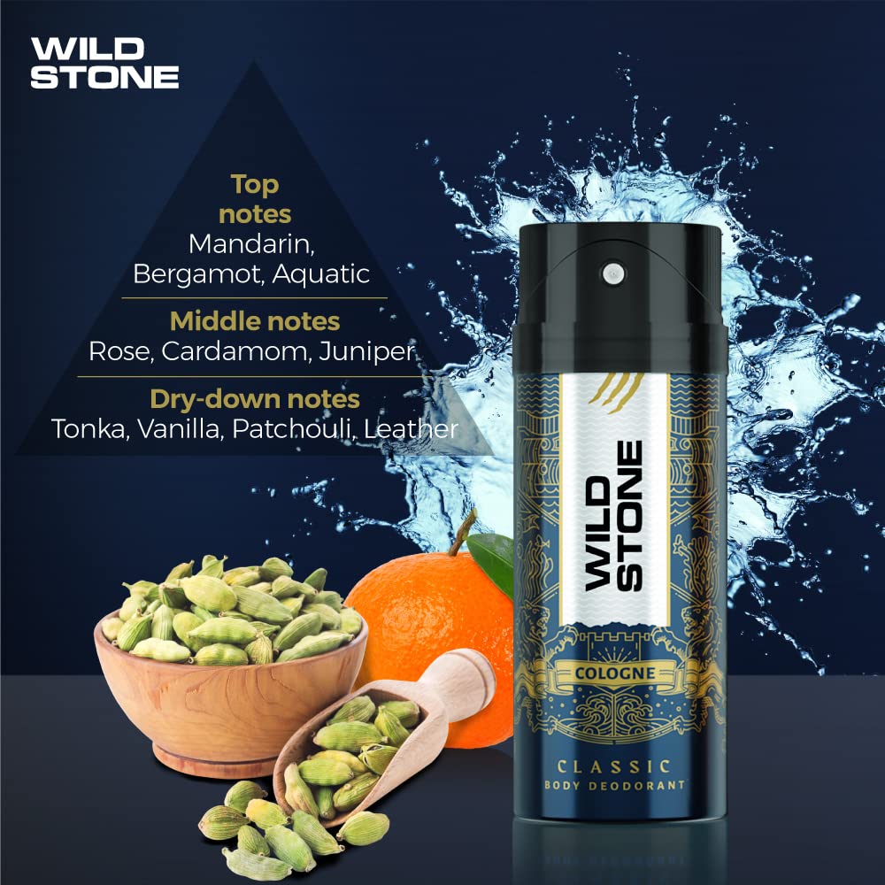 Wild Stone Classic Cologne & Beyond Deodorant for Men - Long Lasting Fragrance, 225ml + 150ml Twin Pack | Fresh Scent for Daily Use, Gym & Office