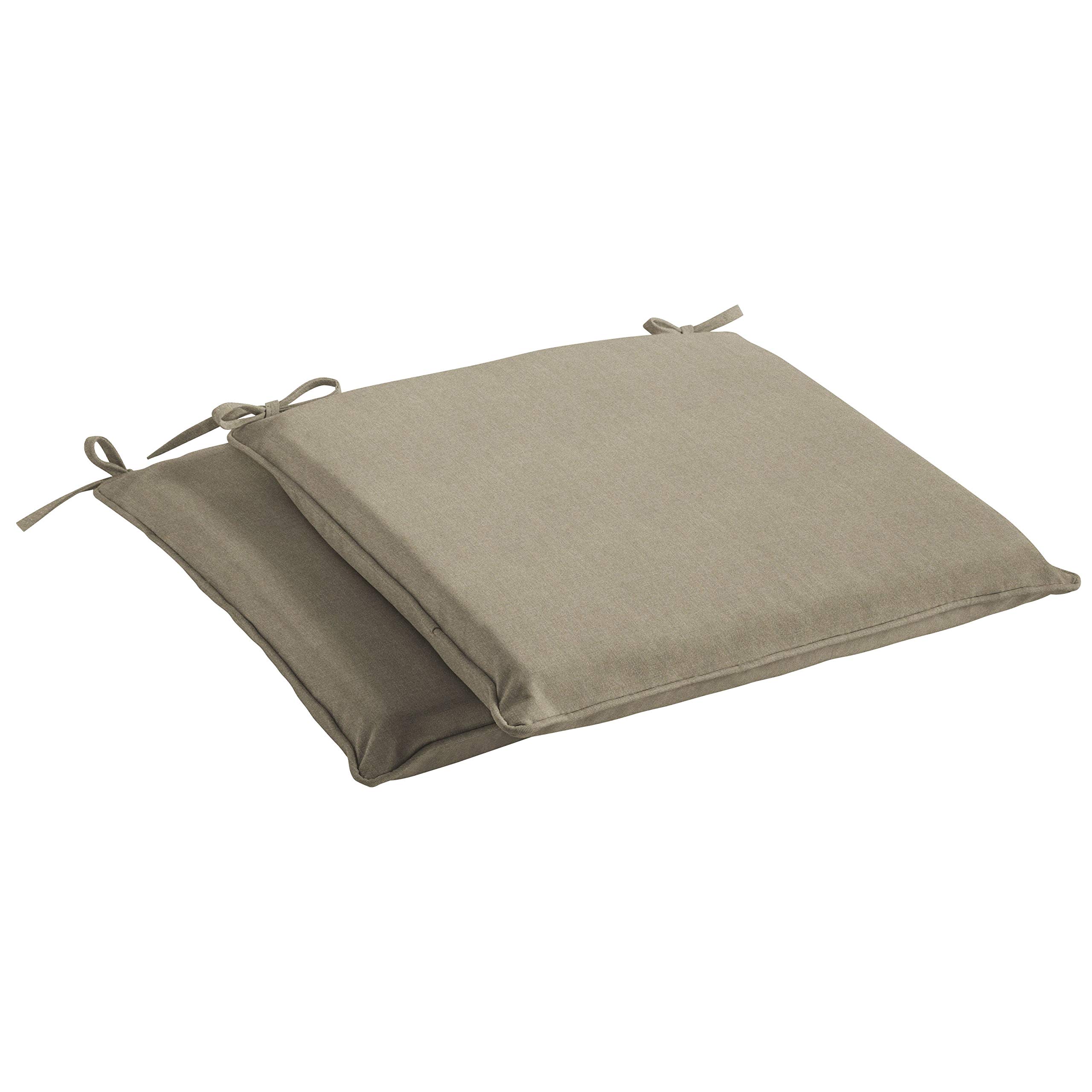 2 Pack Taupe Outdoor Seat Cushions 17x17 Inch - Water Resistant Polyester Chair Pads with Ties for Patio, Porch, Deck & Garden Furniture - Durable Brown Solid Cushion Set for Outdoor Chairs, Loungers & Swing Seats