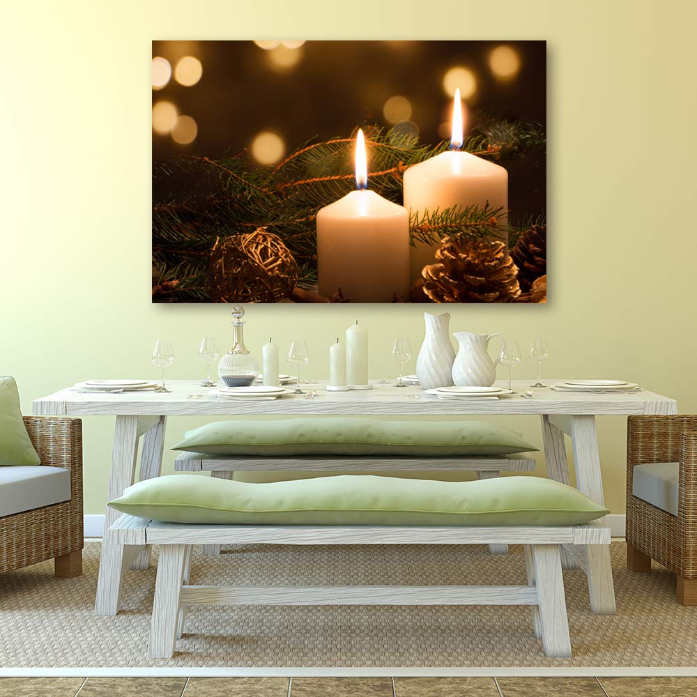 IDEA4WALL Christmas Candles Canvas Wall Art - 32x48 Inch Framed Home Decor Painting for Holiday Celebration | Perfect for Living Room, Bedroom & Office Decor