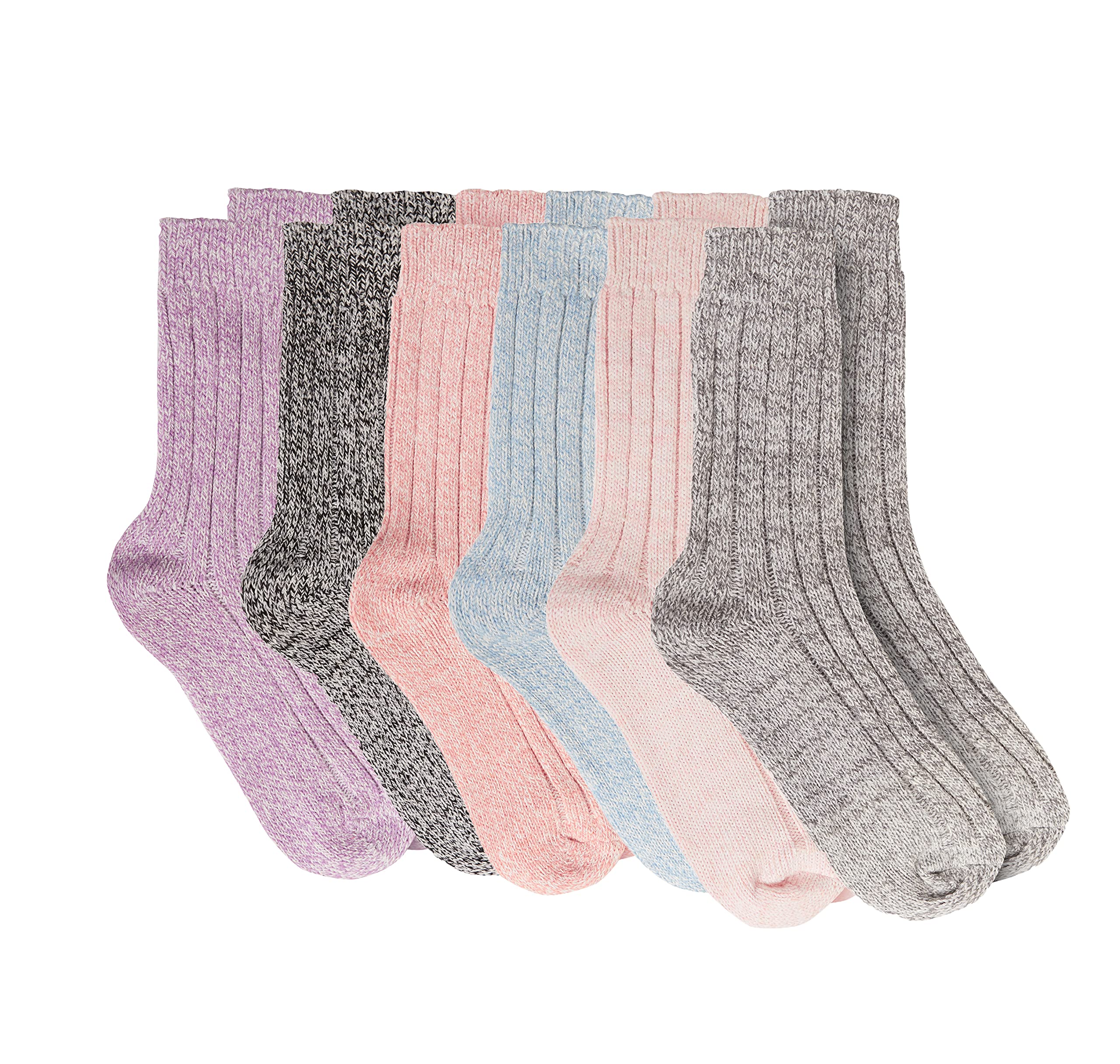 6 Pairs Women's Chunky Wool Socks - Thick Heavy Duty Boot Socks for Work & Winter (UK Size 4-7) - Warm Thermal Socks for Hiking, Outdoor Activities & Cold Weather