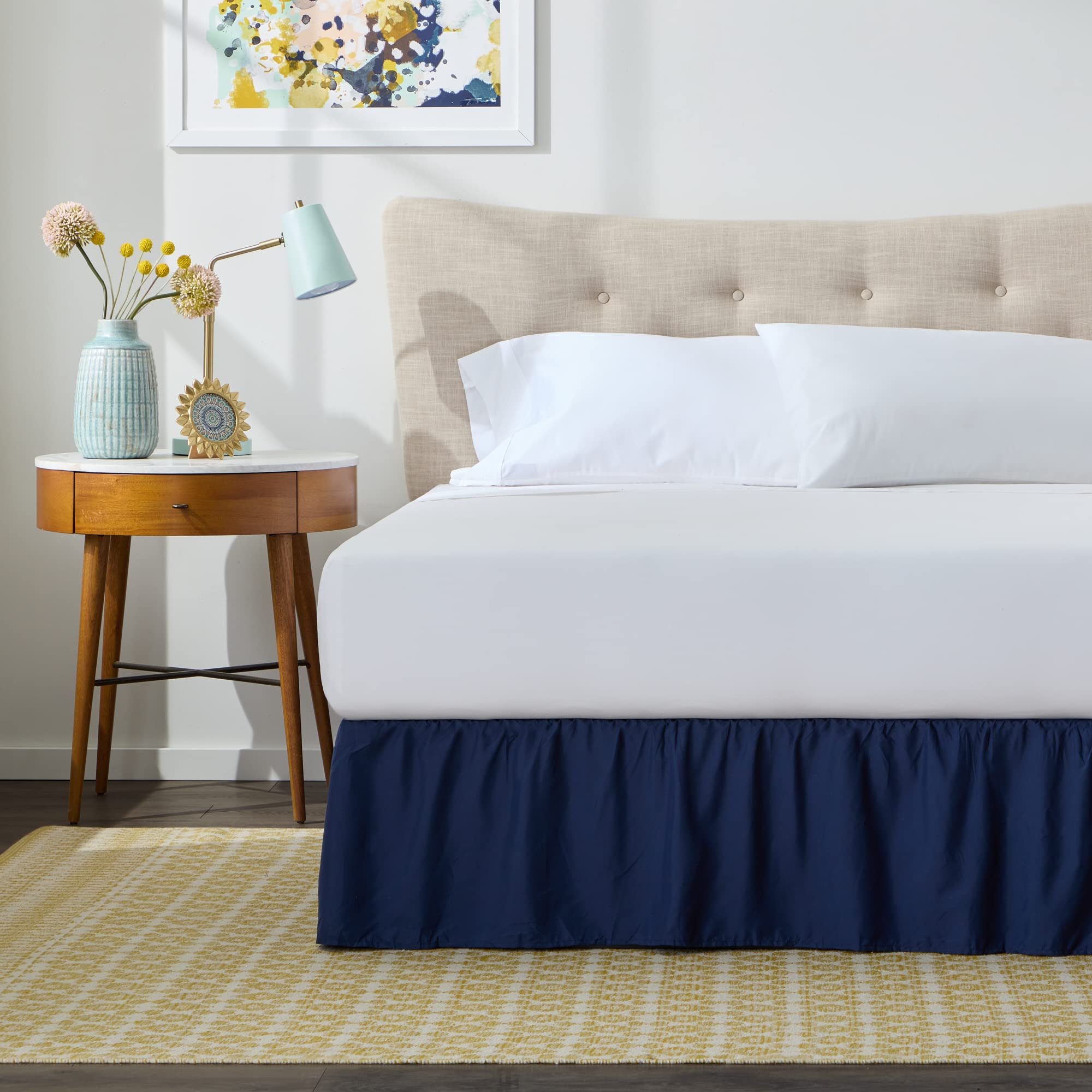 Linenspa 14 Inch Microfiber Ruffle Bed Skirt - Wrinkle & Fade Resistant, Machine Washable - Perfect for Guest Rooms & Master Bedrooms