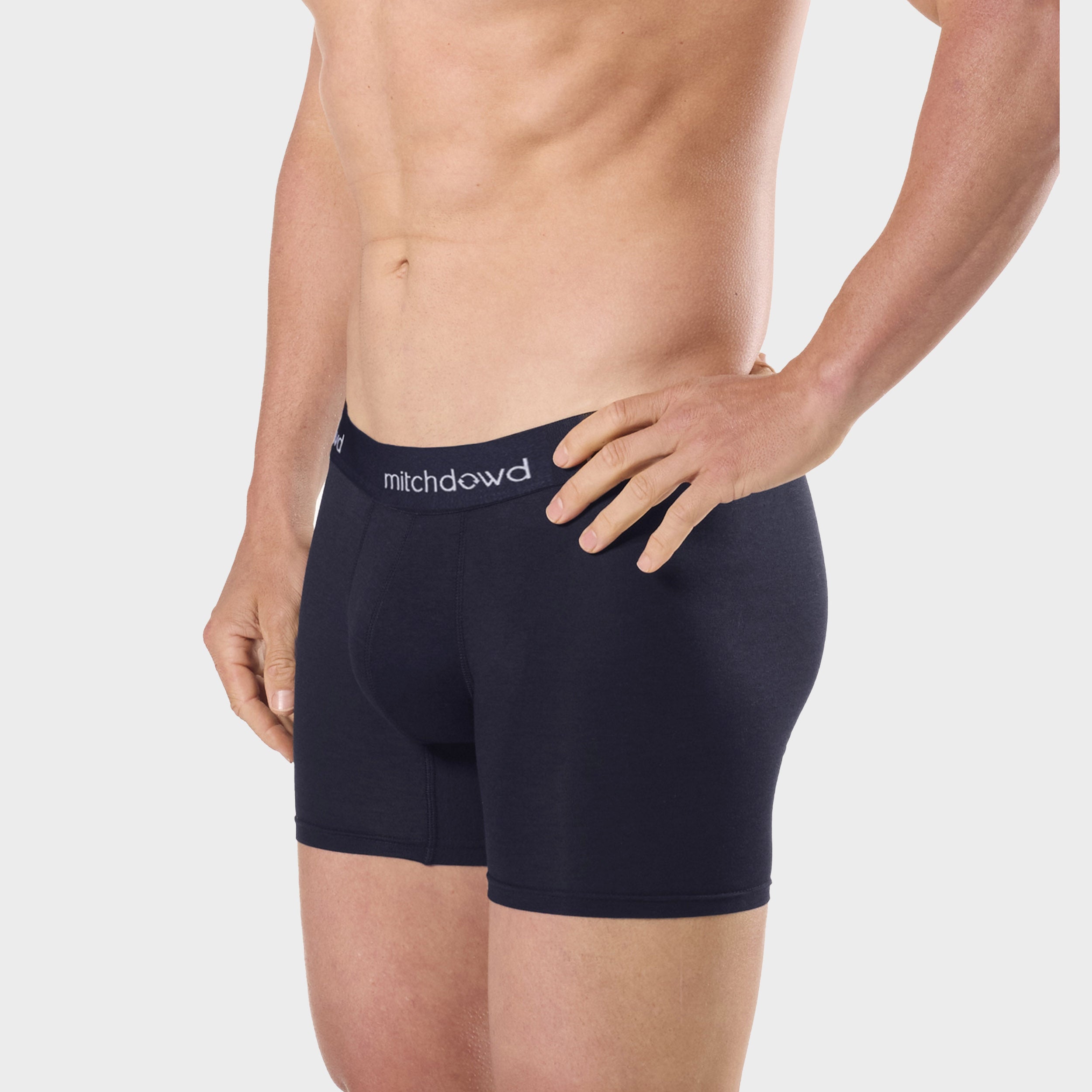 Men's Stretch Cotton Comfort Long Leg Trunks 3-Pack - Navy Blue | Soft Breathable Underwear for Everyday Wear, Workout & Lounge