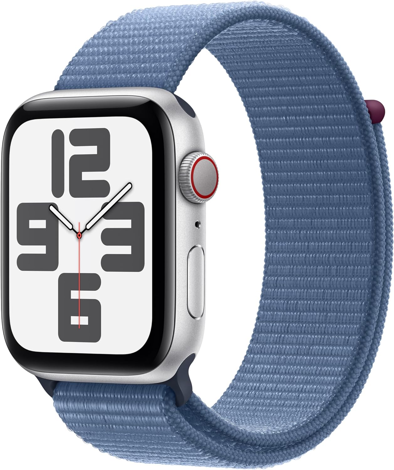 Apple Watch SE 2 (2023) 44mm GPS + Cellular Smartwatch - Silver Aluminum Case with Storm Blue Sport Band | Fitness Tracker, Heart Rate Monitor, Water Resistant | Perfect for Running, Swimming & Daily Use (MRHL3LL/A)
