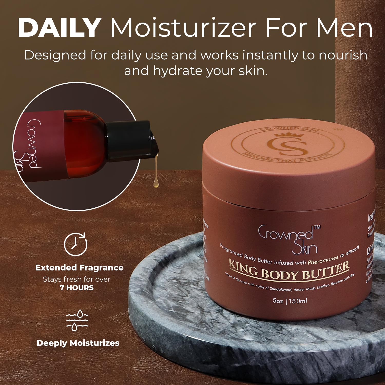 Premium King Cologne Body Butter & Body Oil Set - Warm Sandalwood & Leather Scent | Organic Shea & Mango Butter Moisturizer | Long-Lasting Fragrance for Men | Perfect for Date Night, Gifts & Daily Skincare Routine