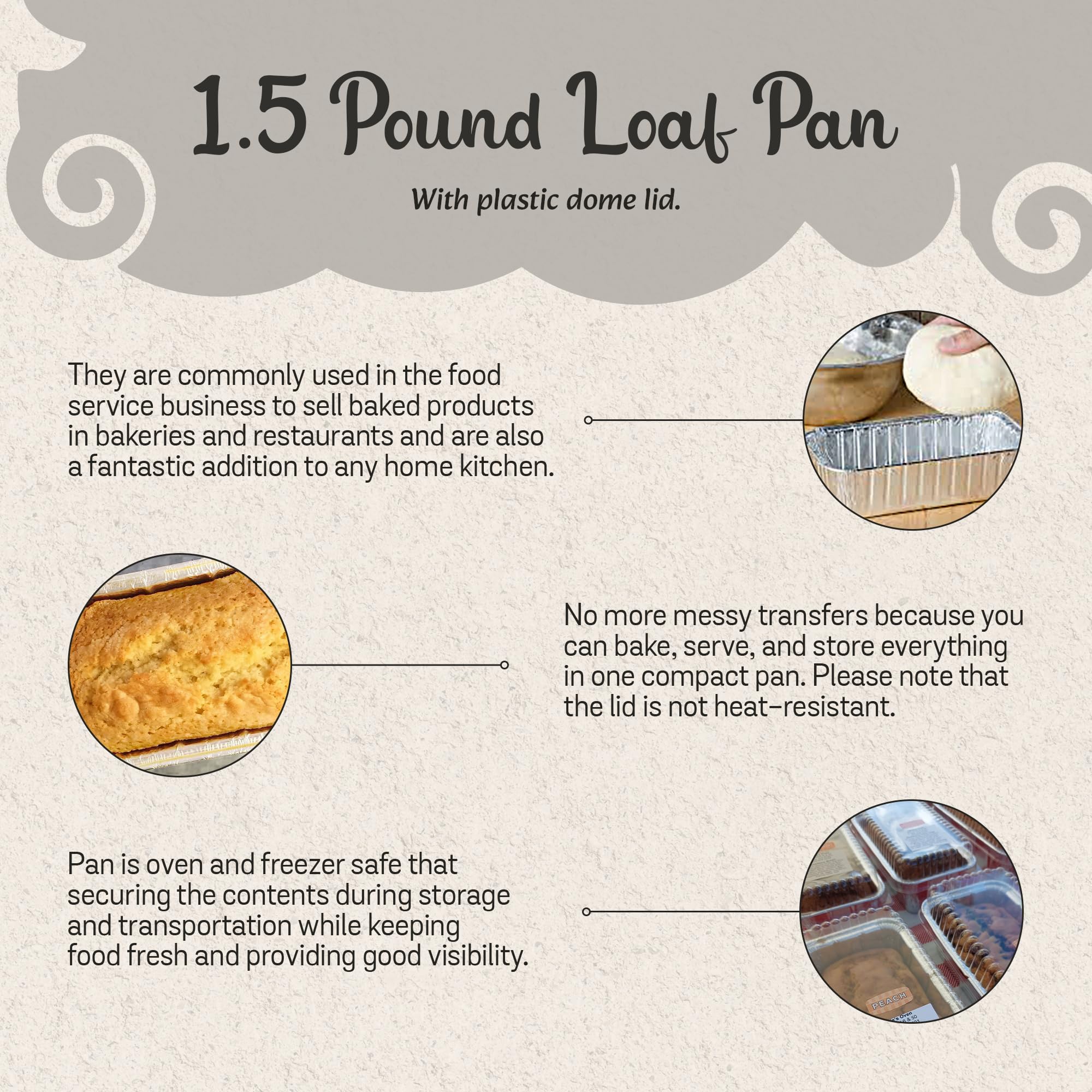 KitchenDance Disposable Aluminum Loaf Pan with Plastic Lid - 1.5 lb Foil Baking Pans for Bread, Cake, Meatloaf - Heavy Duty Aluminum Foil Containers for Home Baking, Meal Prep & Food Storage (500 Pack with Lids) - Perfect for Holiday Cooking, Potlucks & Leftovers