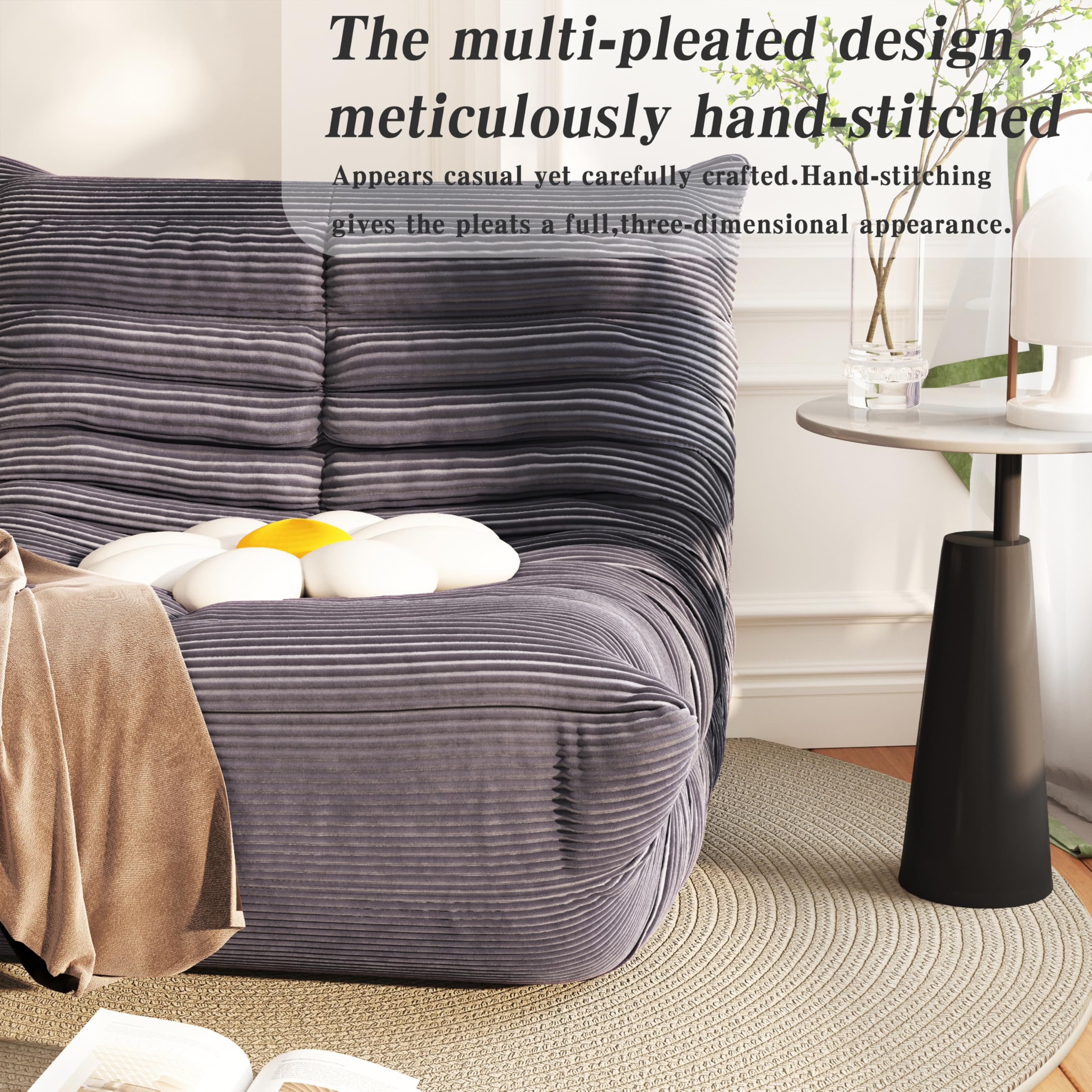 Ergonomic Memory Foam Bean Bag Chair - Grey Lazy Floor Sofa for Adults & Kids, Fireside Lounge Chair for Living Room, Bedroom, Office - Perfect for Relaxing, Gaming & Movie Nights