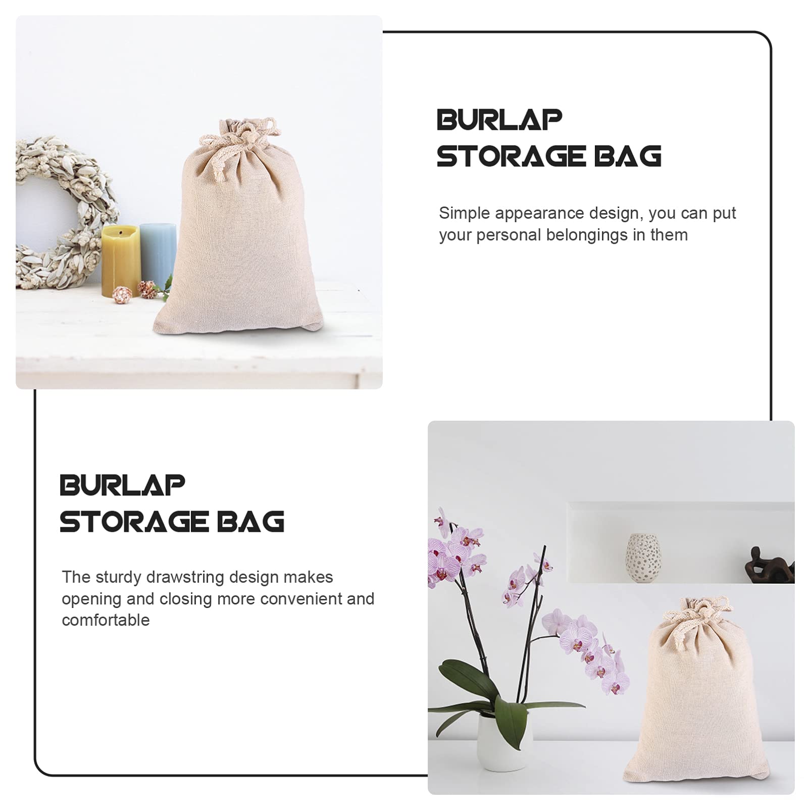 **Cabilock 5-Piece Linen Storage Bags Set - Organic Drawstring Bags for Produce, Vegetables, Jewelry & Travel Accessories - Rustic Burlap Pouches for Home, Kitchen & On-the-Go Storage**