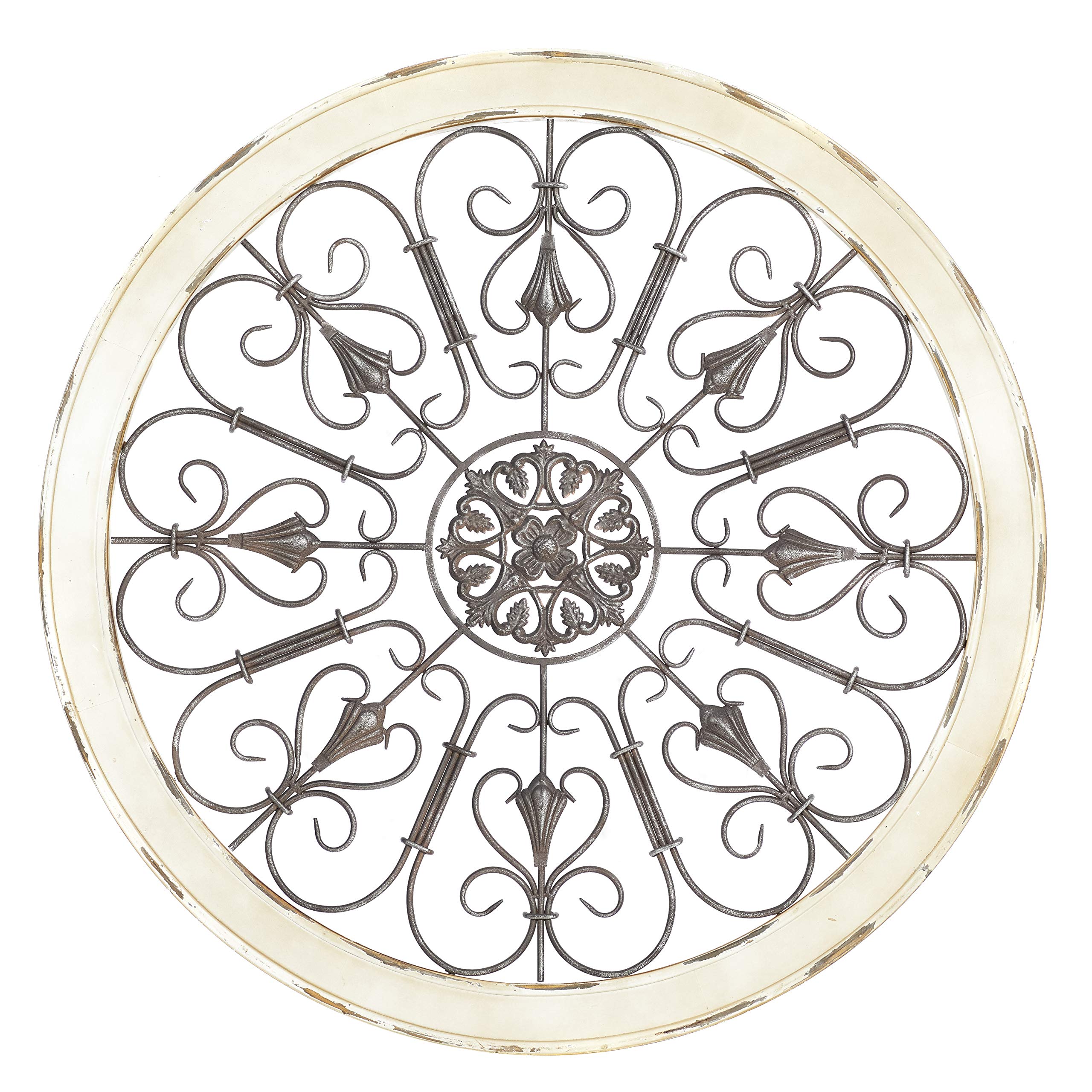 Deco 79 White Wooden Scroll Wall Art - 36
