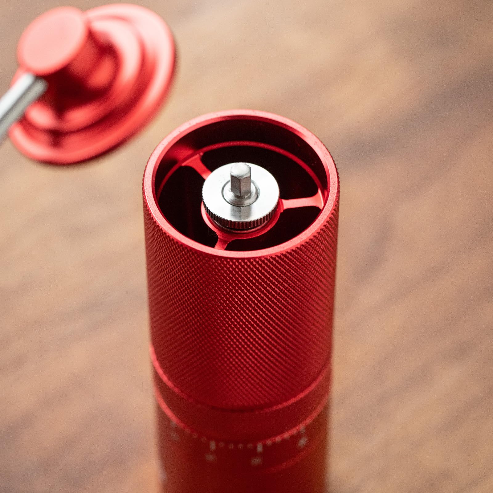 Premium Manual Coffee Grinder with Adjustable Coarseness - Stainless Steel Hand Crank Mill with Ergonomic Design for Espresso, French Press & Pour Over - Perfect for Home, Office & Travel Use (Red)