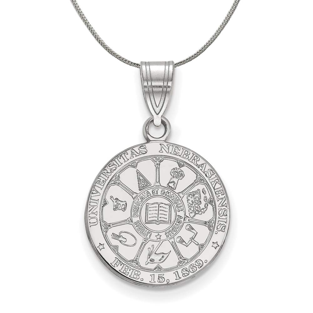 Black Sterling Silver Nebraska Crest Pendant Necklace for School Pride