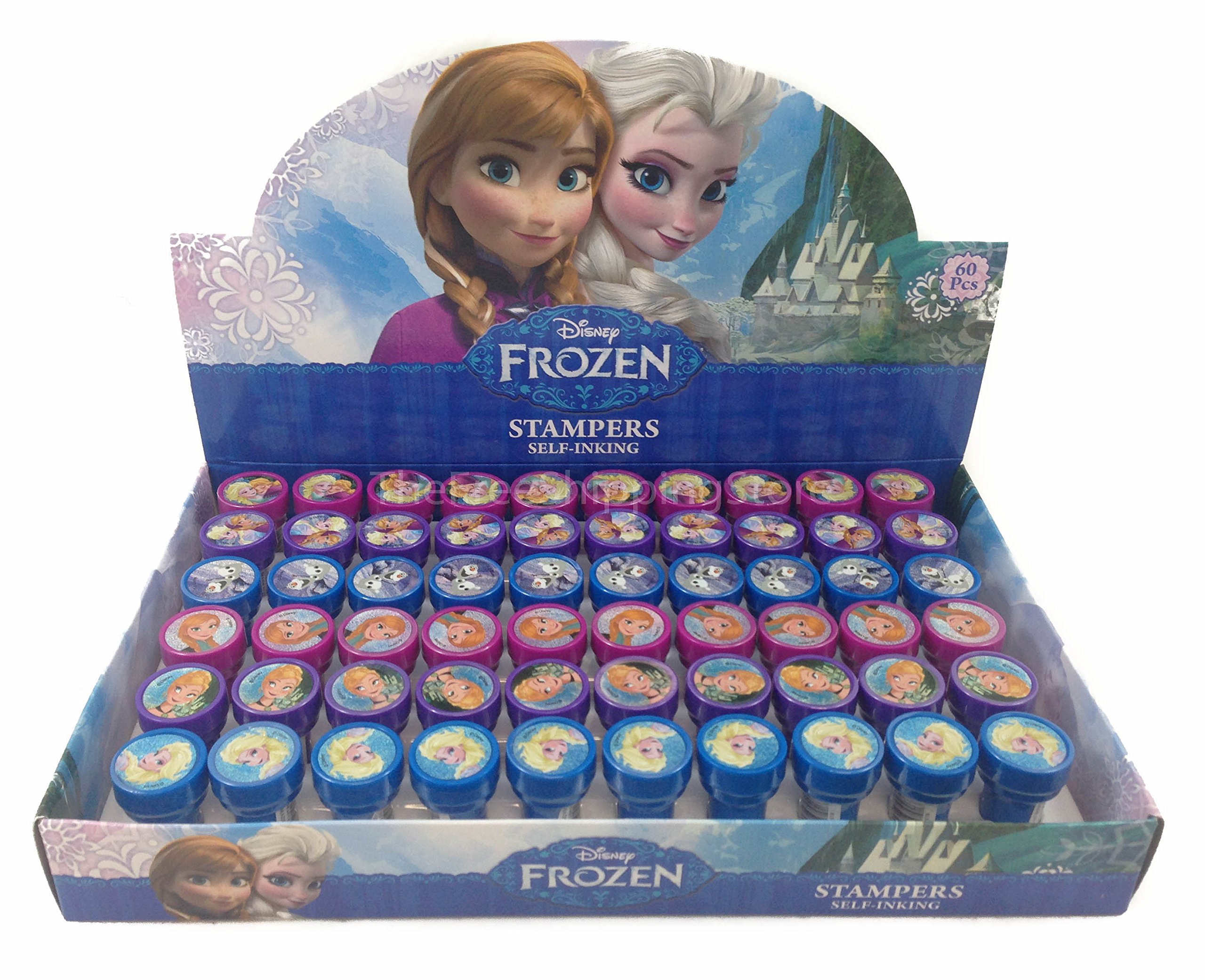 36-Piece Frozen Anna Elsa Olaf Self-Inking Stampers Set - Perfect for Birthday Party Favors, Kids' Crafts, and Disney Themed Events