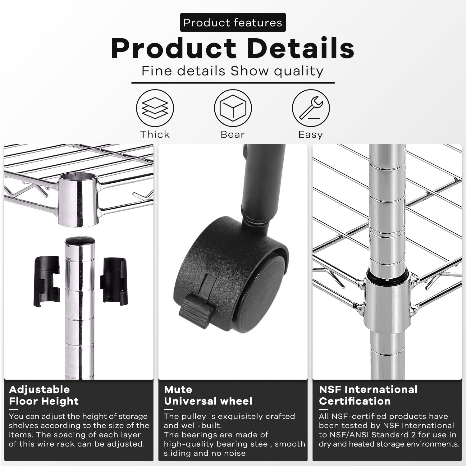 5-Tier Heavy Duty Adjustable Metal Wire Shelving Unit 62