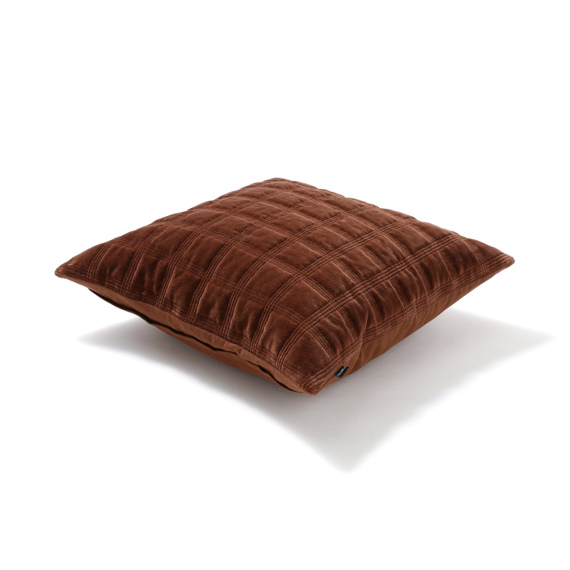 Brown Block Quilt Cushion Cover 45x45cm - Soft Decorative Pillow Case for Sofa, Bed, Chair - Cozy Home Decor & Living Room Accessories