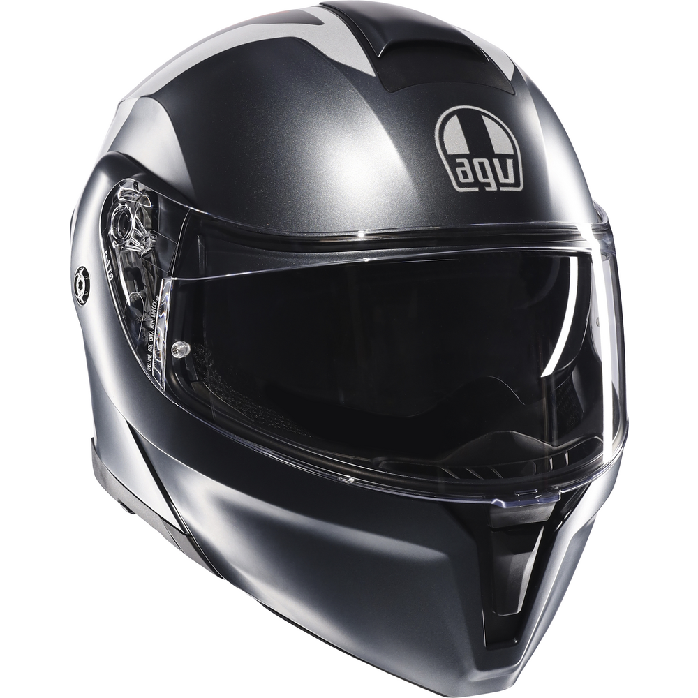 AGV Streetmodular Resia Motorcycle Helmet - Grey, Silver, Red - DOT & ECE Certified for Street & Urban Riding