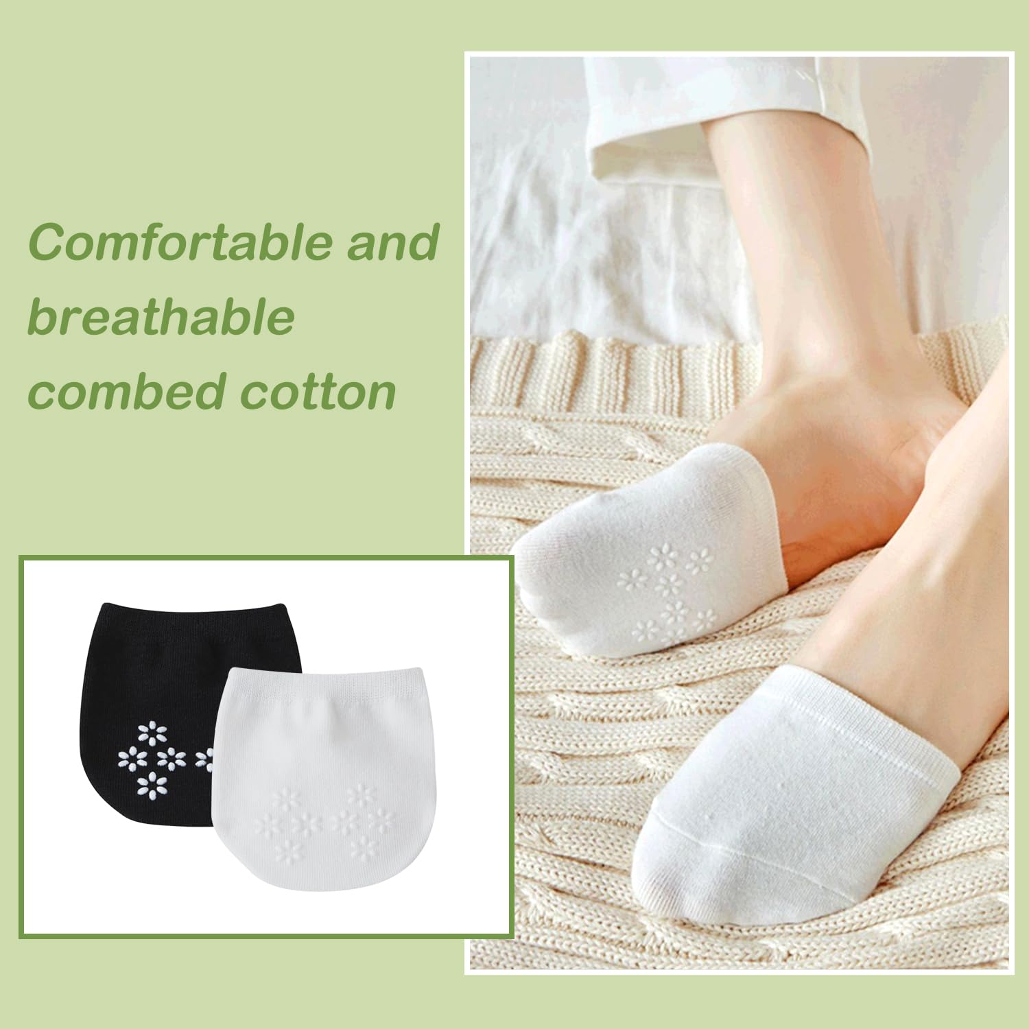 6 Pairs Women's Invisible Toe Socks - Non-Slip Half Socks for Shoes & Sandals