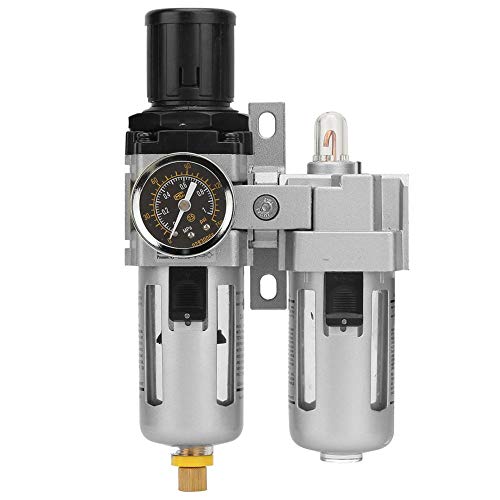 AC3010-02 G1/4 Air Pressure Compressor Filter Gauge Trap - Professional Air Filter Pressure Regulator & Oil Water Separator for Air Source Gas Treatment - Ideal for Pneumatic Tools, HVAC Systems & Industrial Applications